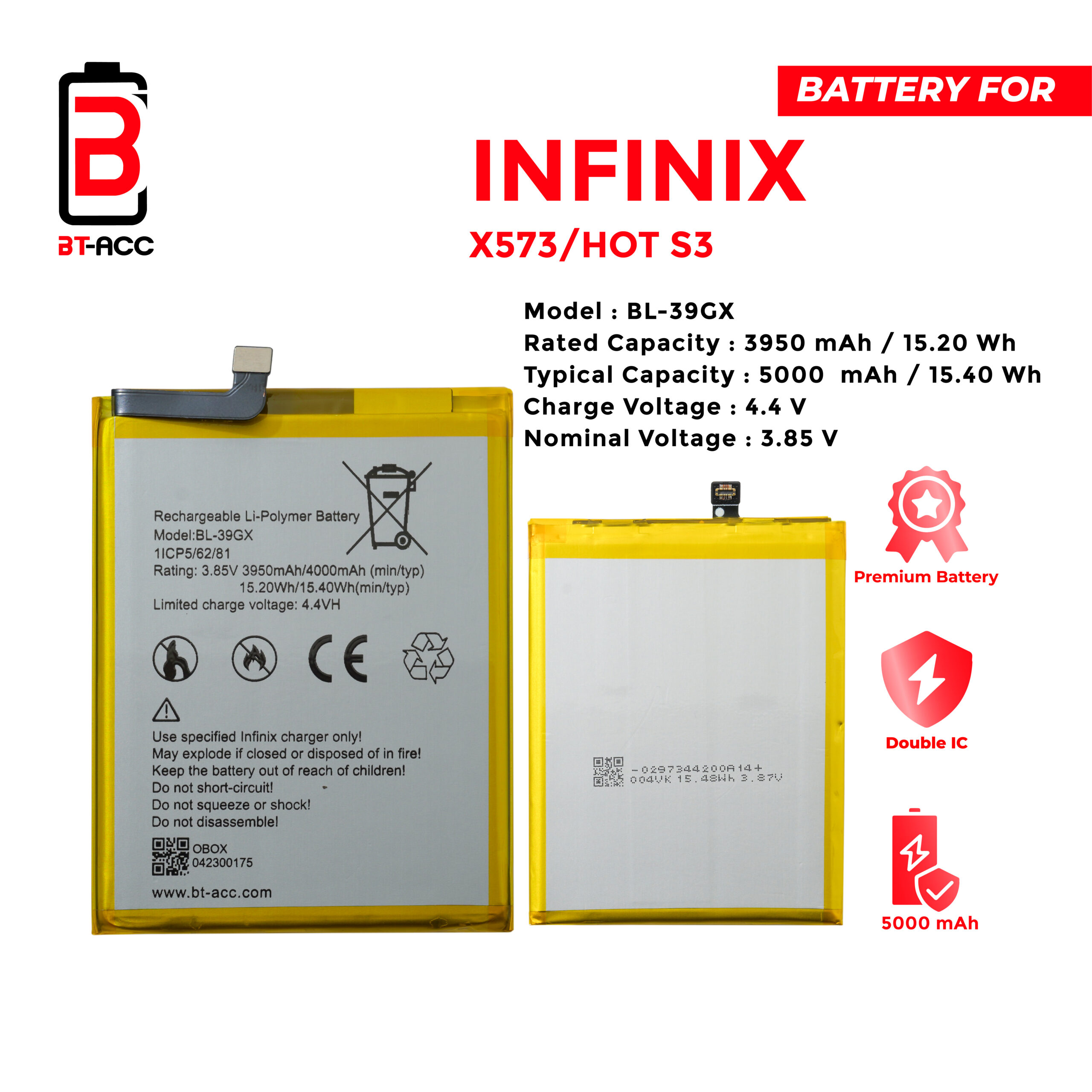 BT-ACC Baterai Infinix Hot S3 / X573 / BL-39GX - Image 2