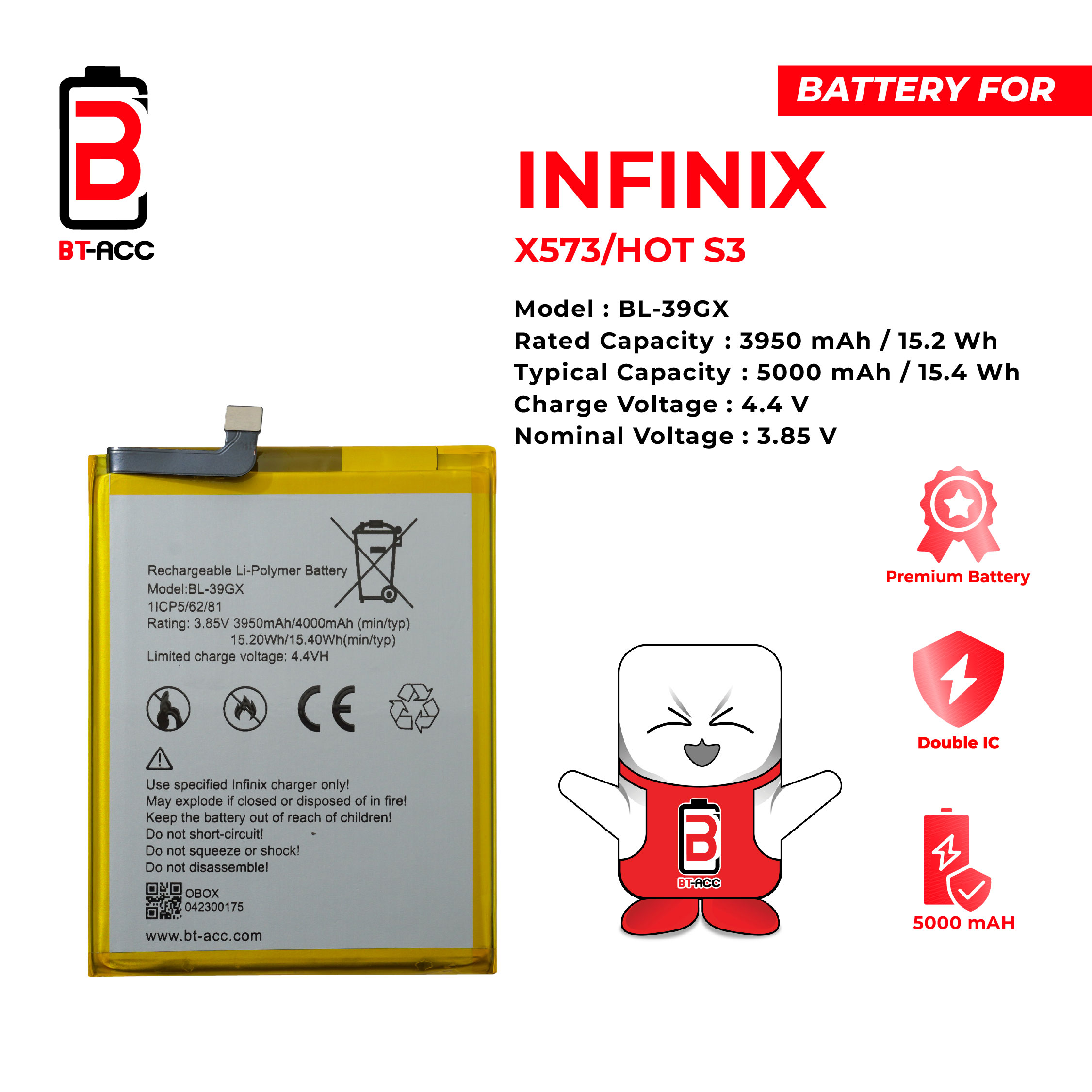BT-ACC Baterai Infinix Hot S3 / X573 / BL-39GX
