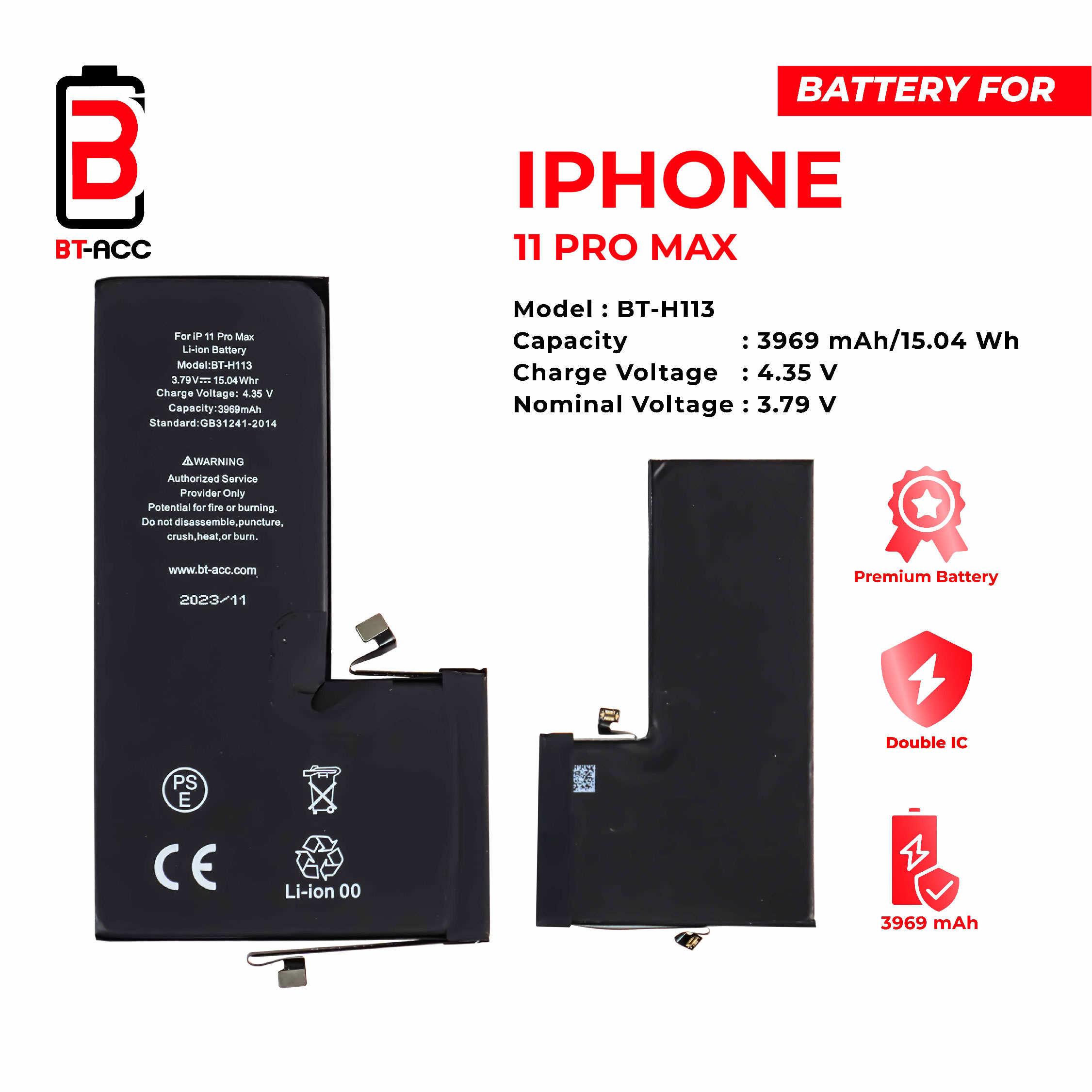 BT-ACC Baterai iPhone 11 Pro Max (3969 mAh) - Gambar 2