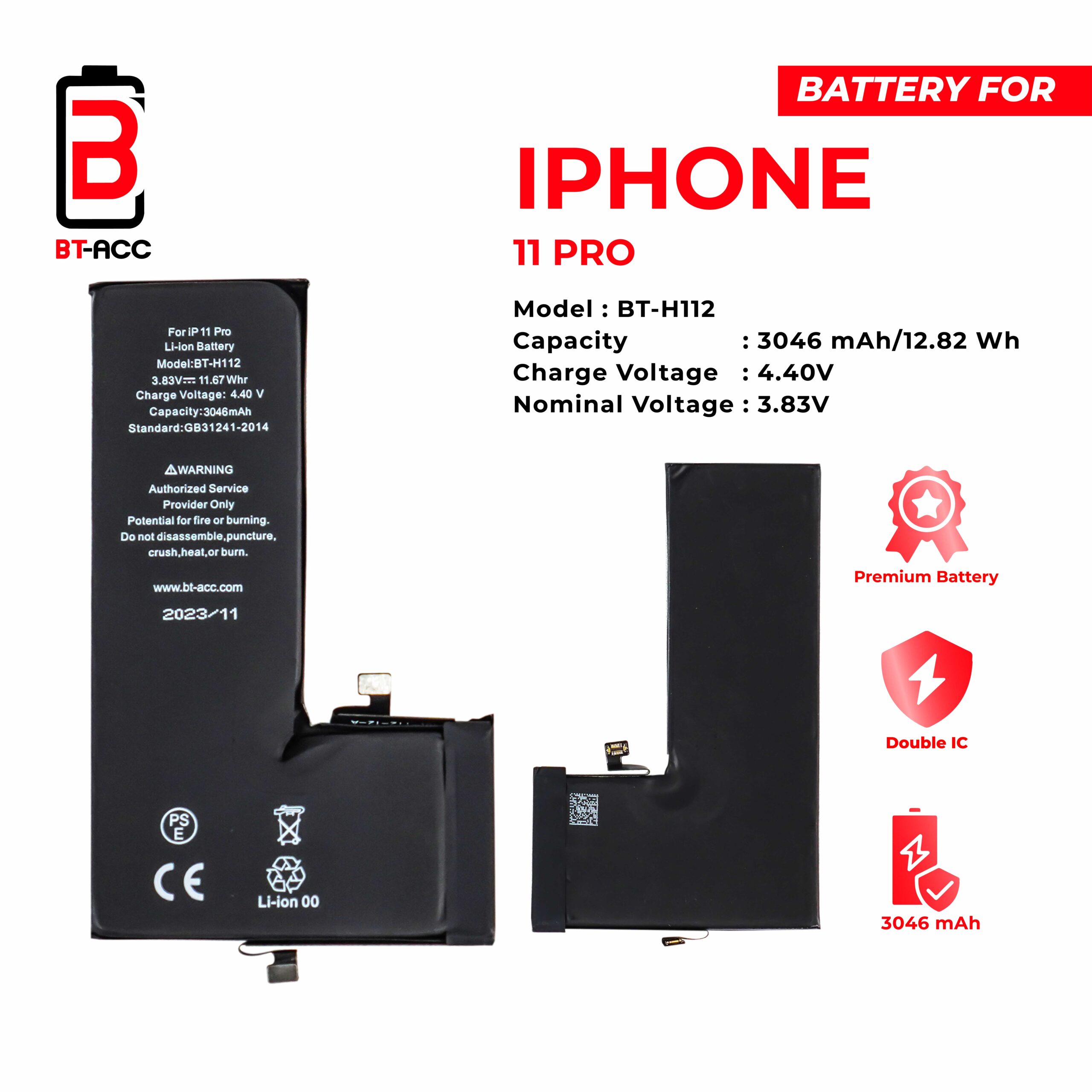 BT-ACC Baterai iPhone 11 Pro (3046 mAh) - Gambar 2