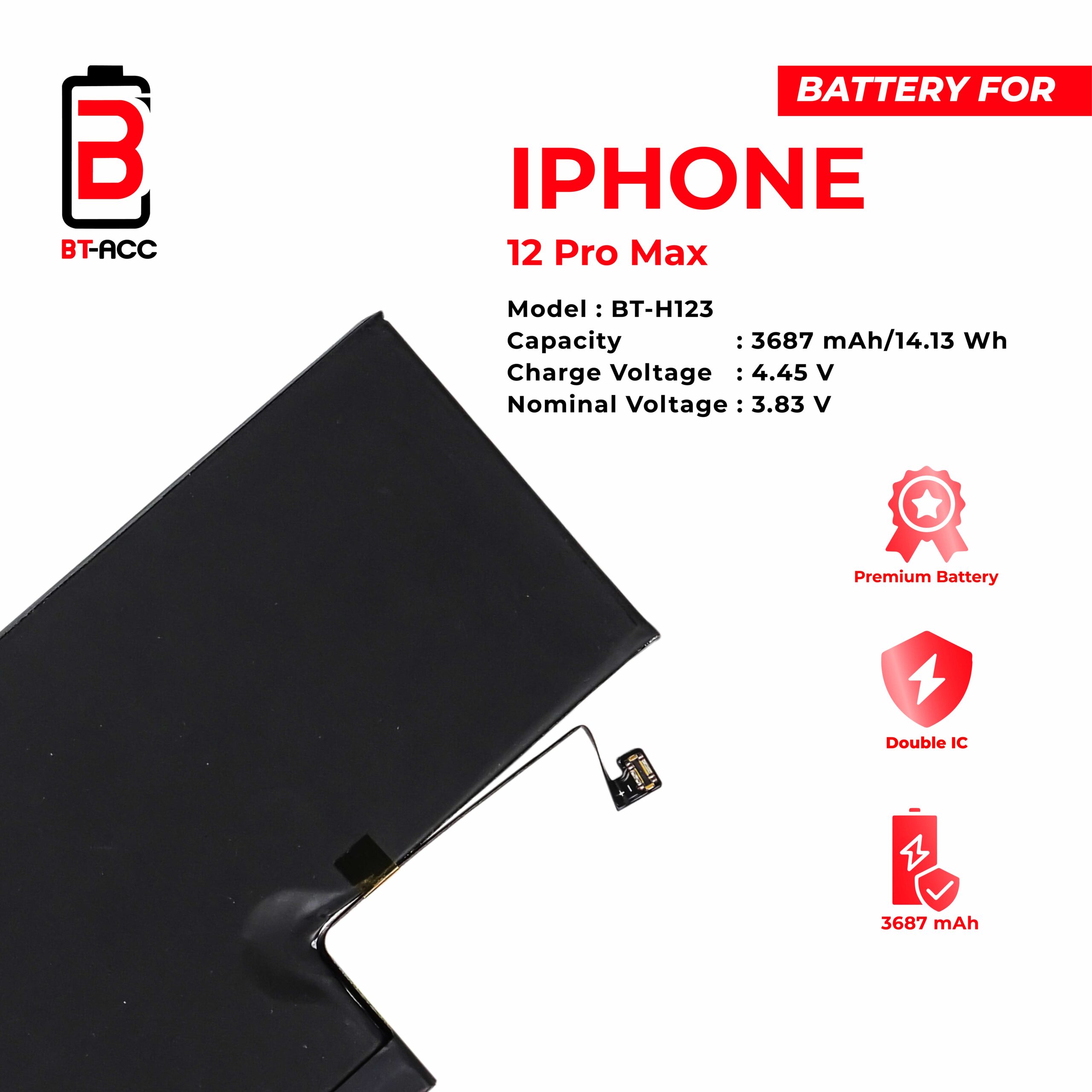 BT-ACC Baterai iPhone 12 Pro Max (3687 mAh) - Image 3