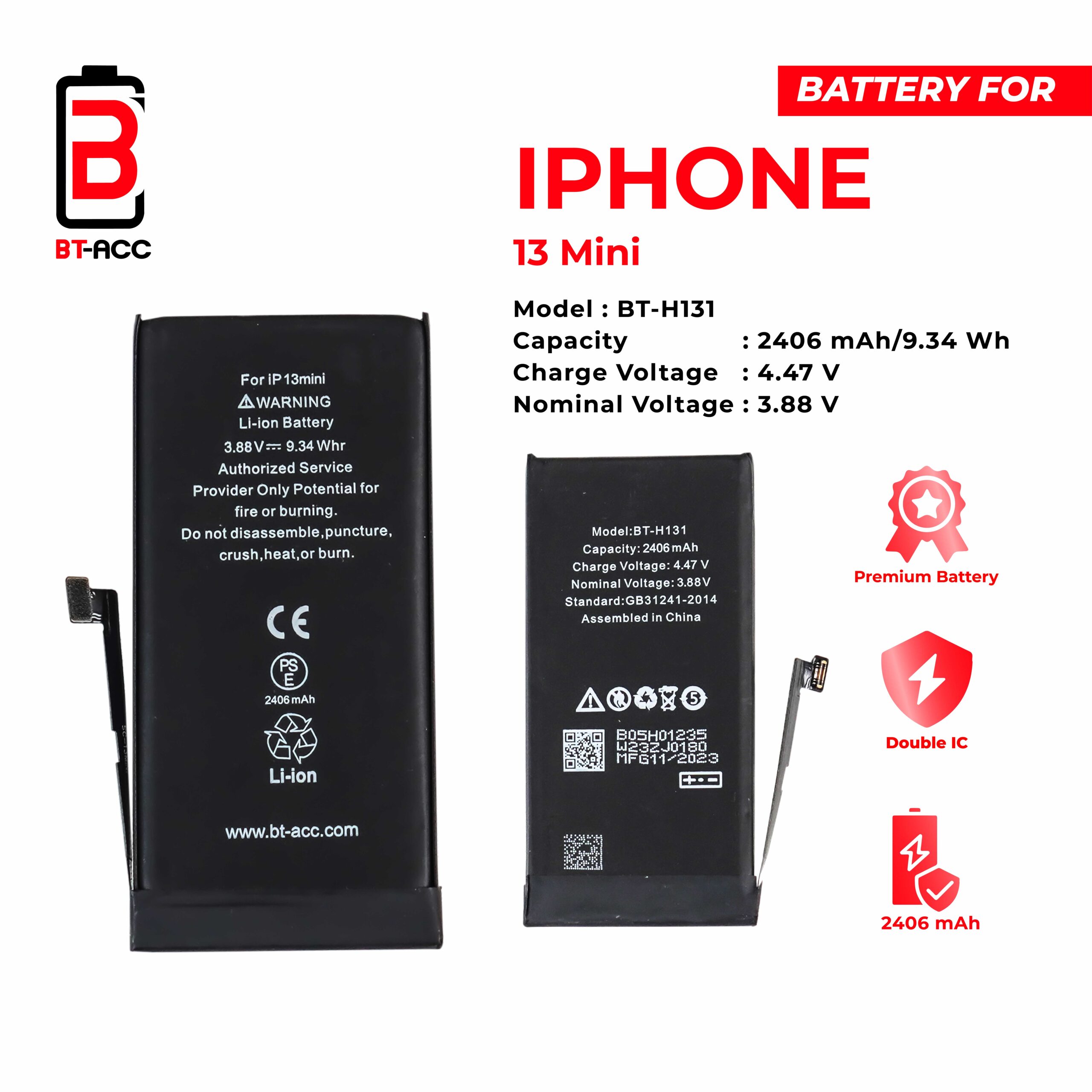 BT-ACC Baterai iPhone 13 Mini (2406 mAh) - Image 2