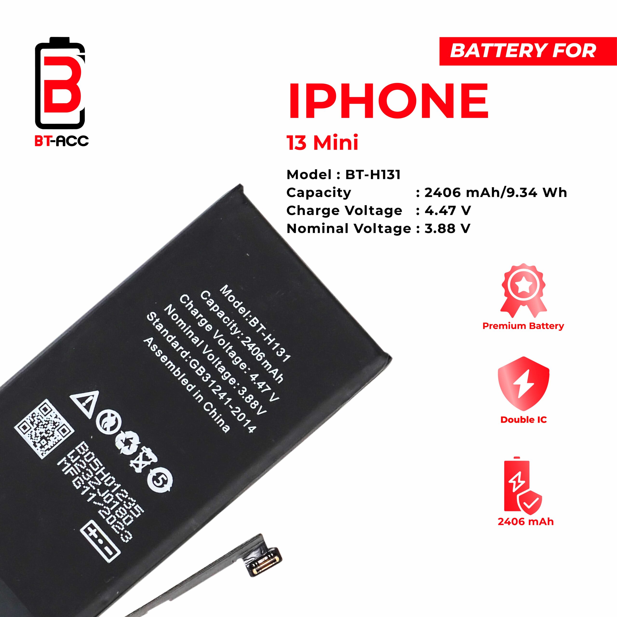 BT-ACC Baterai iPhone 13 Mini (2406 mAh) - Image 3