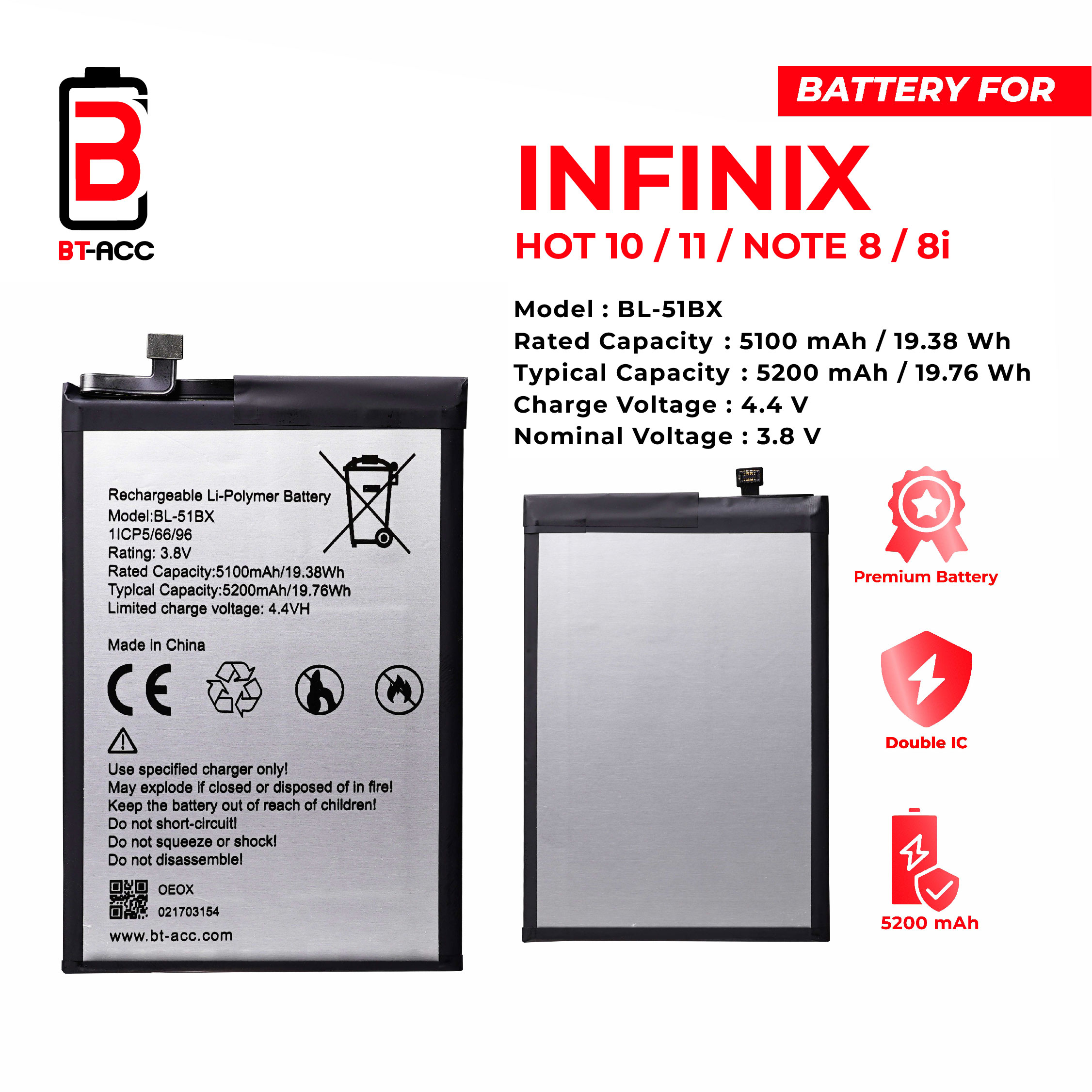 BT-ACC Baterai Infinix Note 8 / 8i / Hot 10 / Hot 11 / BL-51BX - Gambar 2