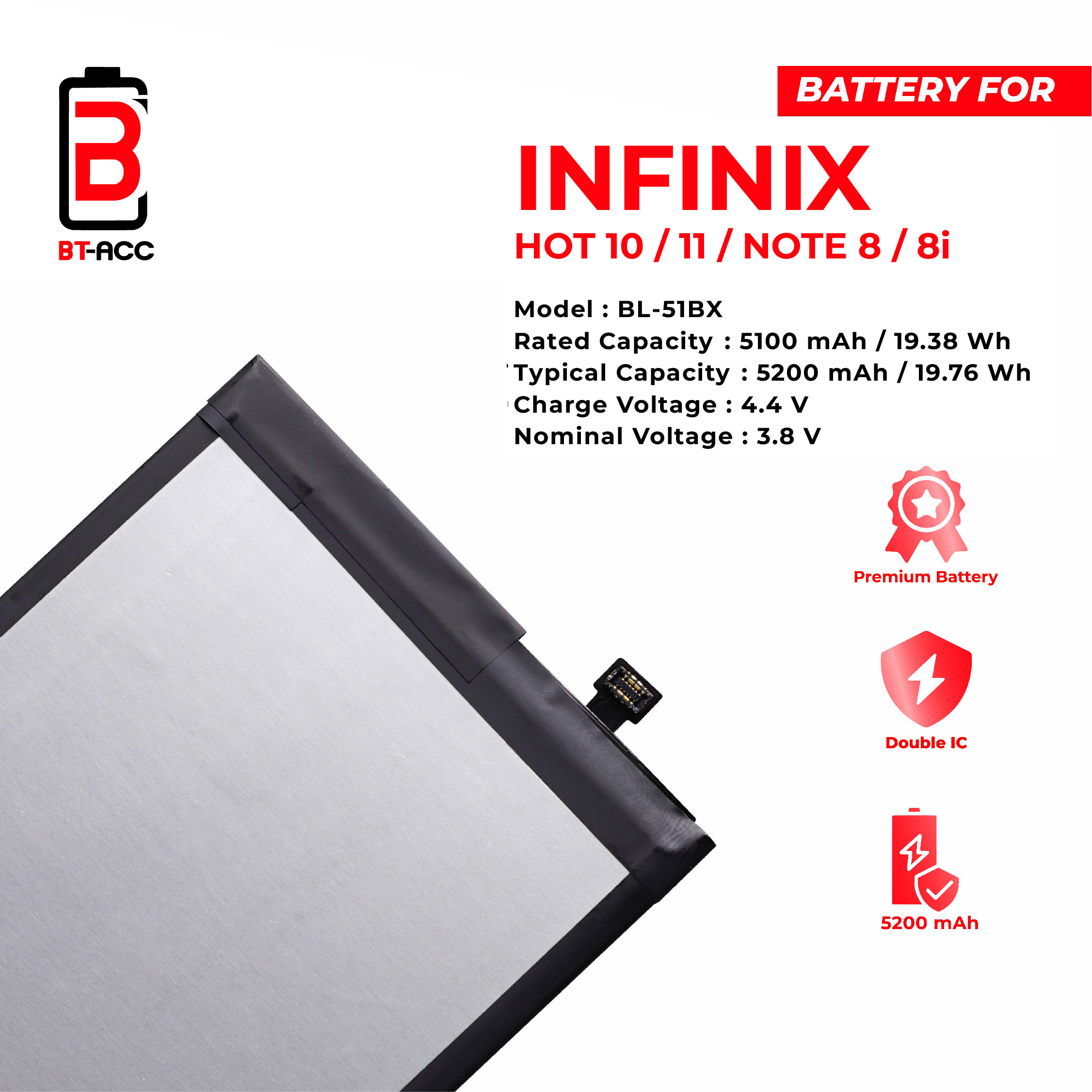 BT-ACC Baterai Infinix Note 8 / 8i / Hot 10 / Hot 11 / BL-51BX - Gambar 3
