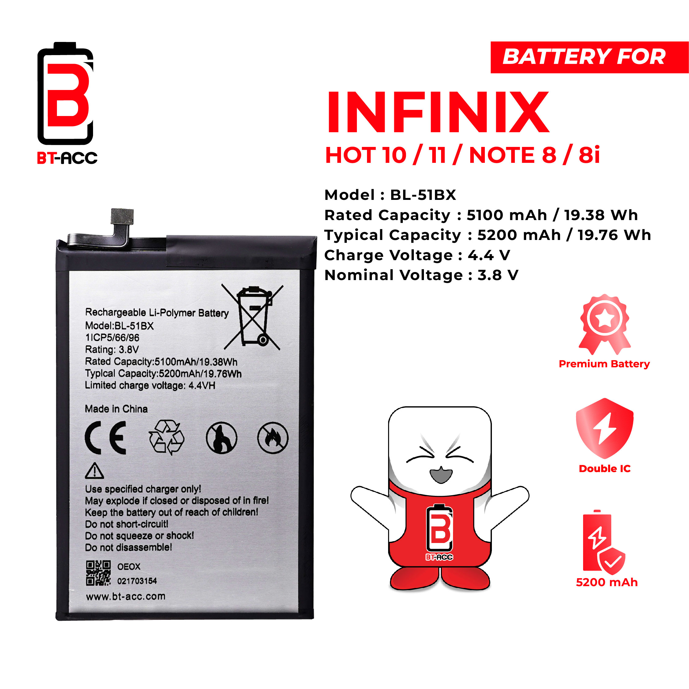 BT-ACC Baterai Infinix Note 8 / 8i / Hot 10 / Hot 11 / BL-51BX
