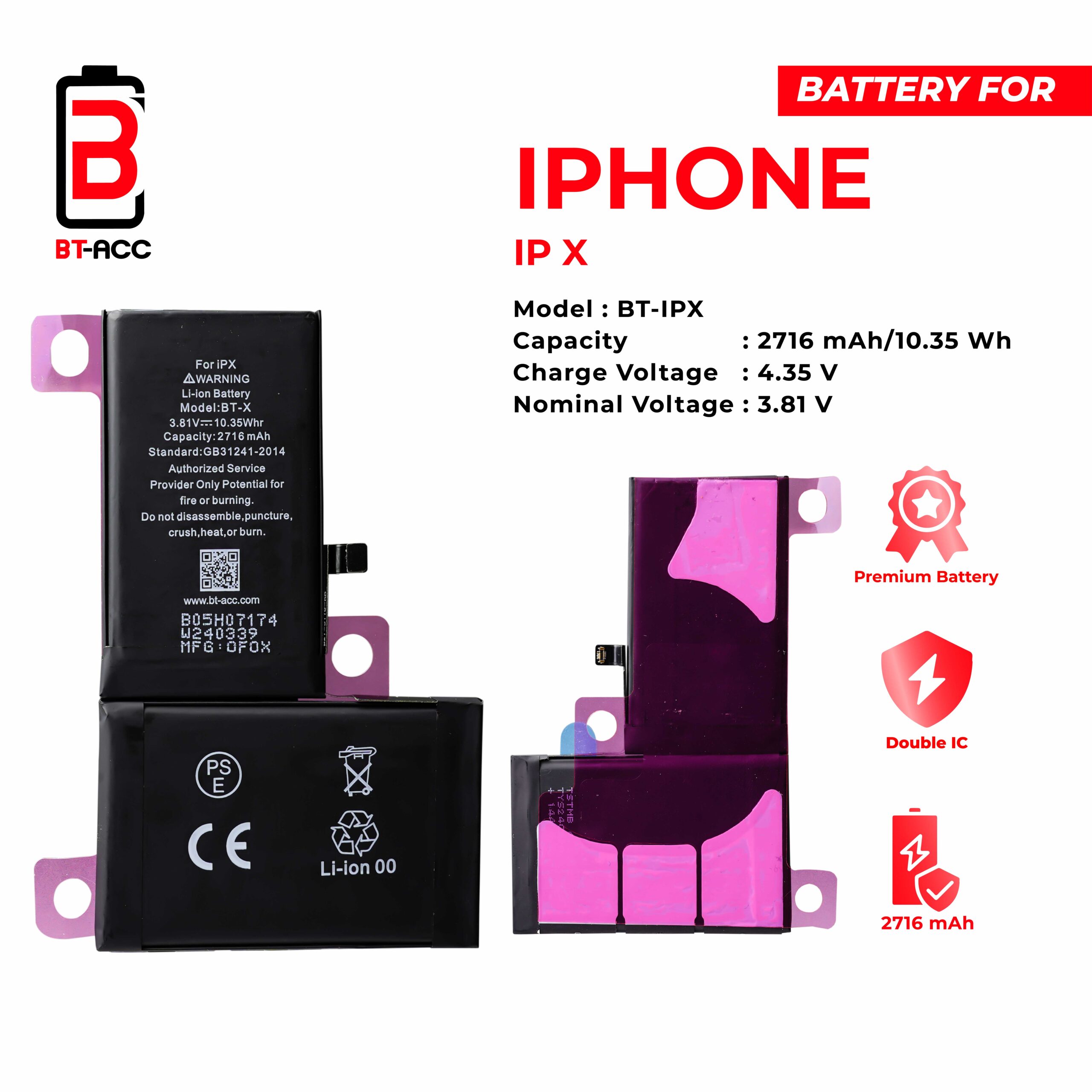 BT-ACC Baterai iPhone X (2716 mAh) - Gambar 2