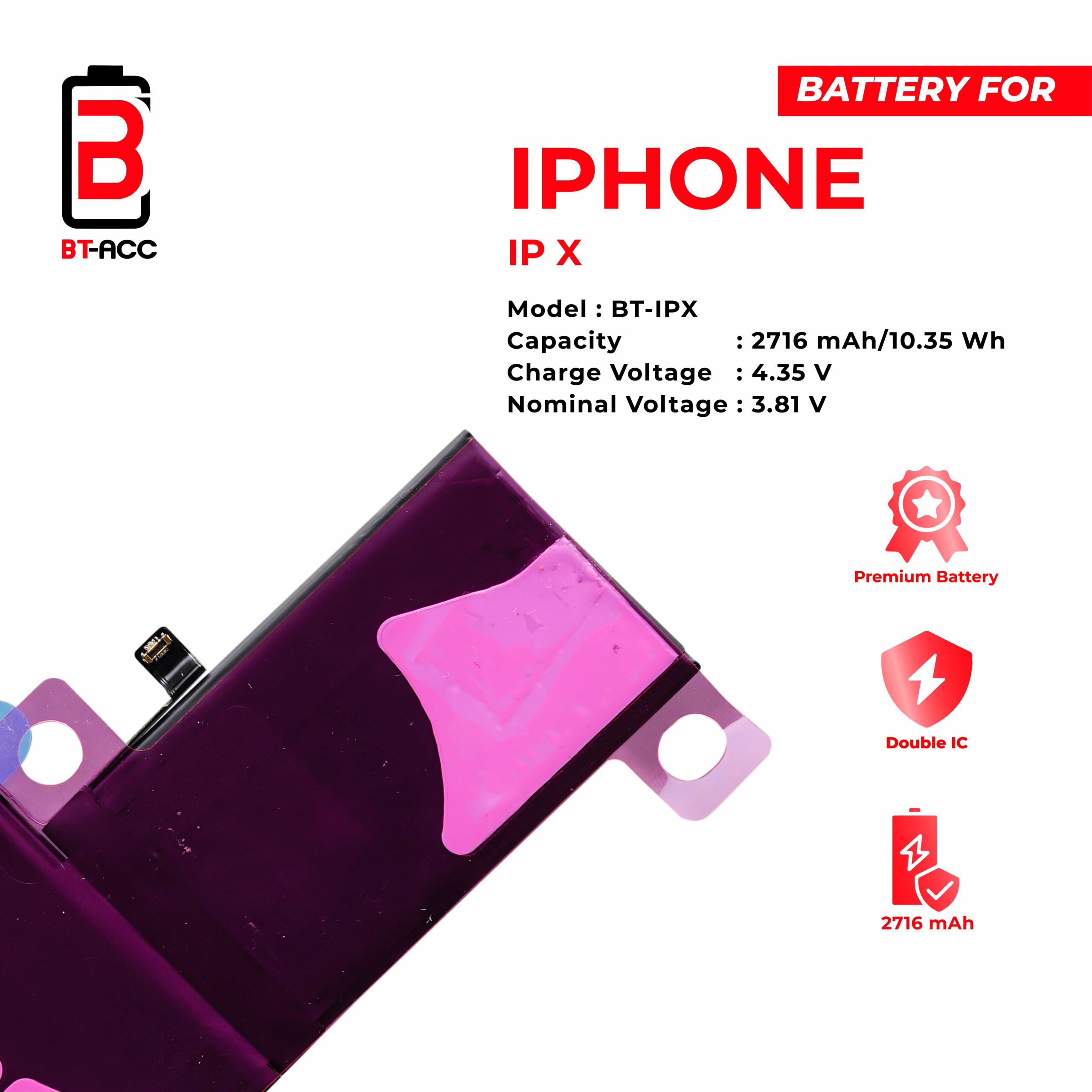 BT-ACC Baterai iPhone X (2716 mAh) - Gambar 3