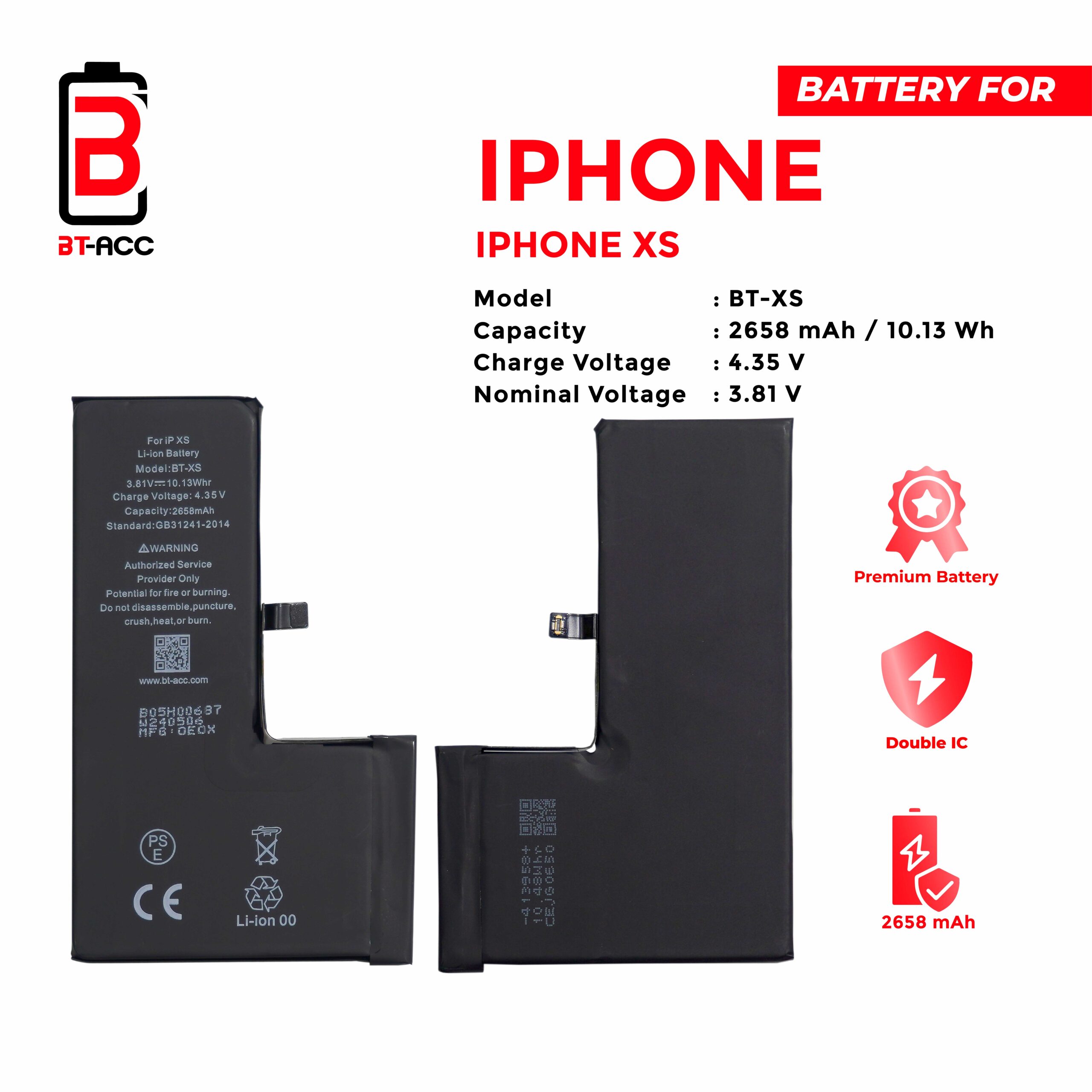 BT-ACC Baterai iPhone XS (2658 mAh) - Image 2