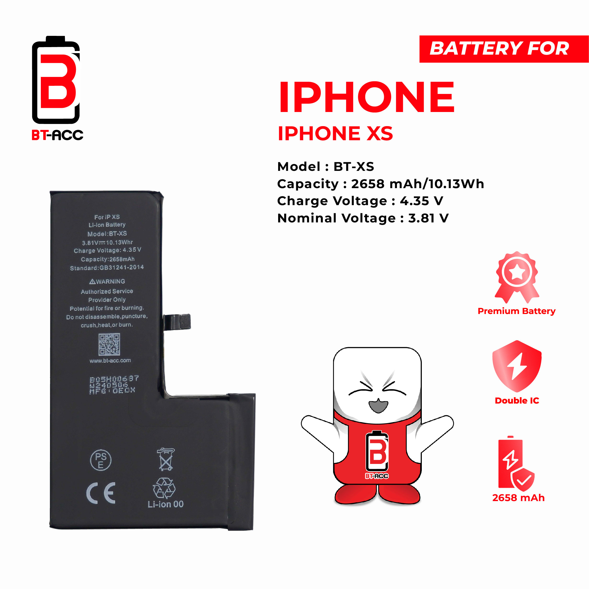 BT-ACC Baterai iPhone XS (2658 mAh)