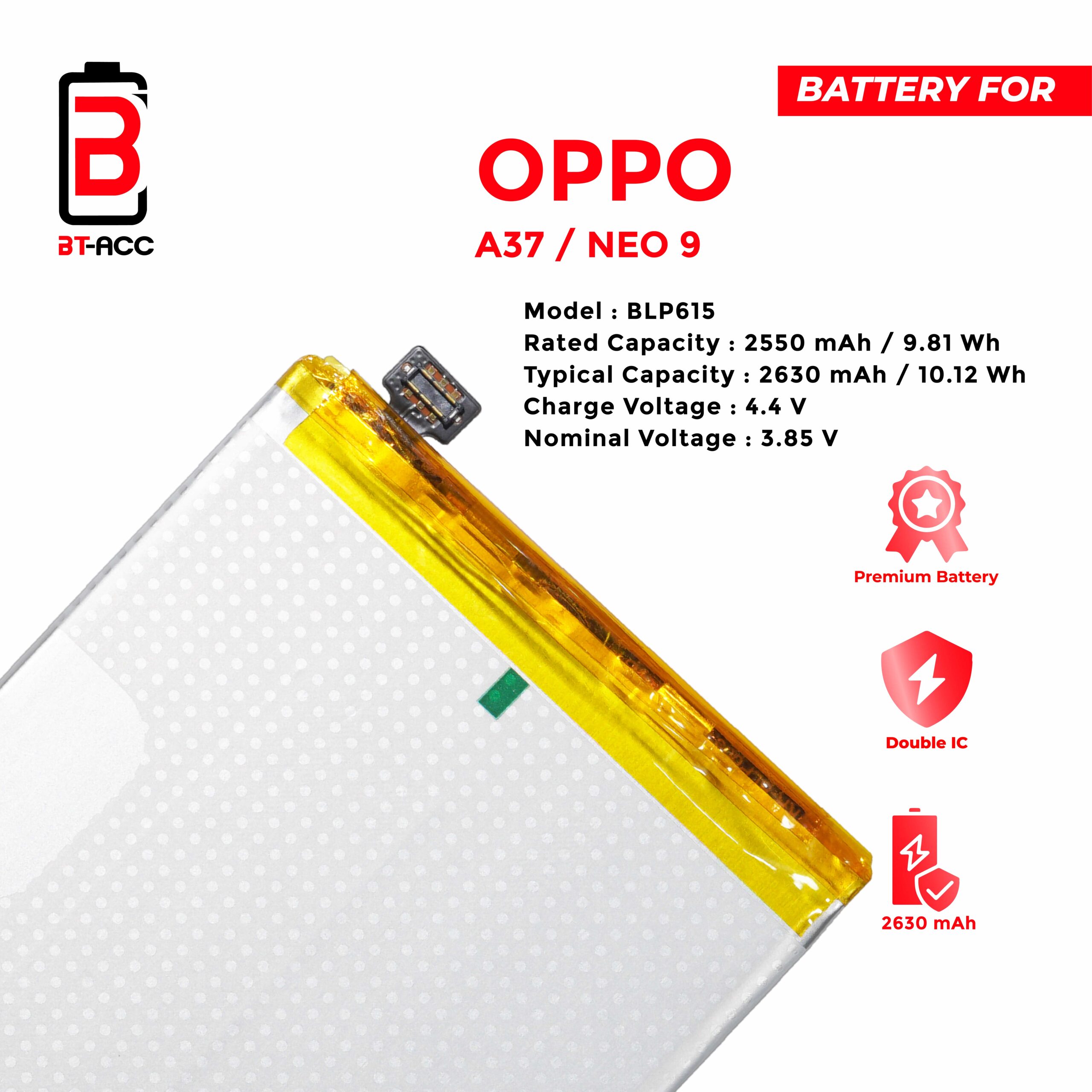 BT-ACC Baterai Oppo A37 / Neo 9 / BLP615 - Gambar 3