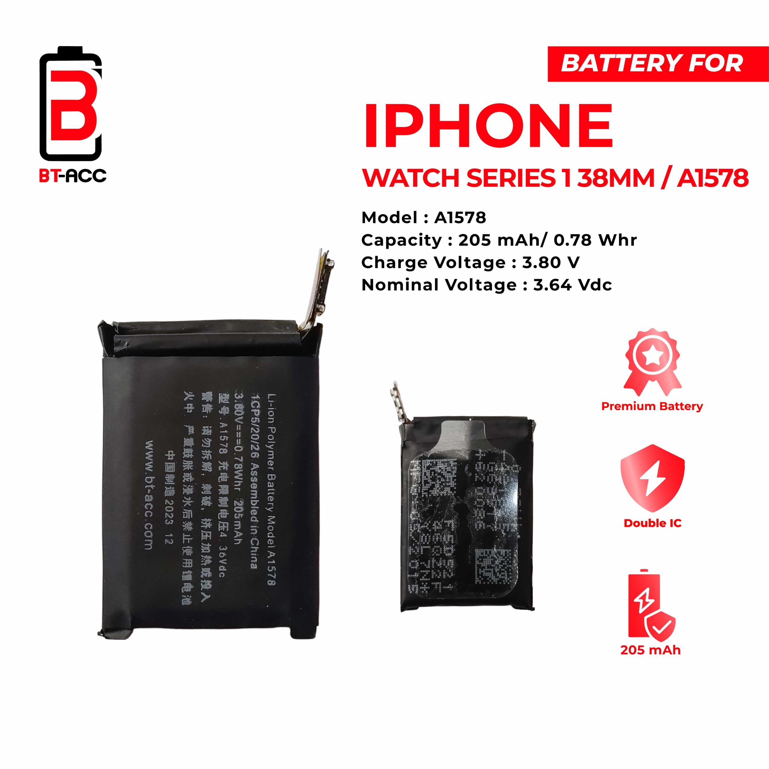 BT-ACC Baterai Apple Watch Series 1 38MM / A1578 - Gambar 2