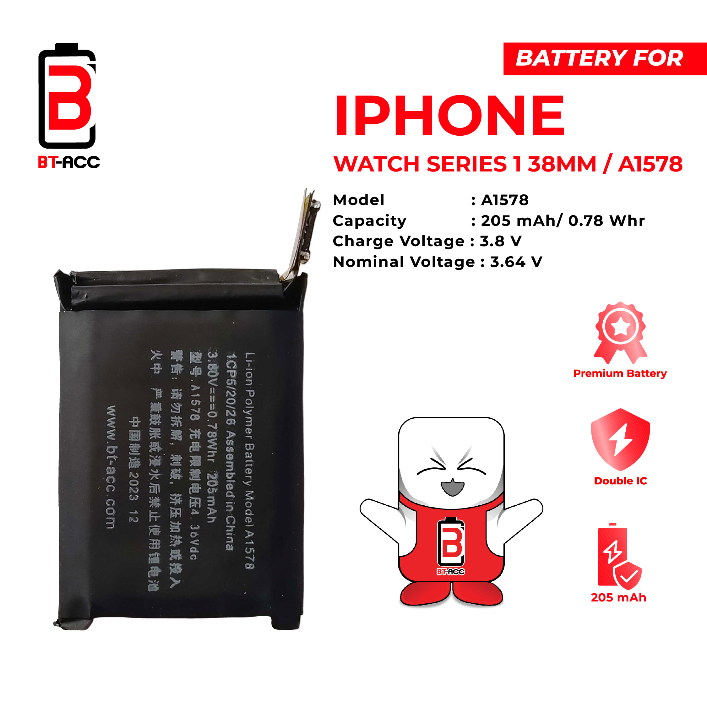 BT-ACC Baterai Apple Watch Series 1 38MM / A1578