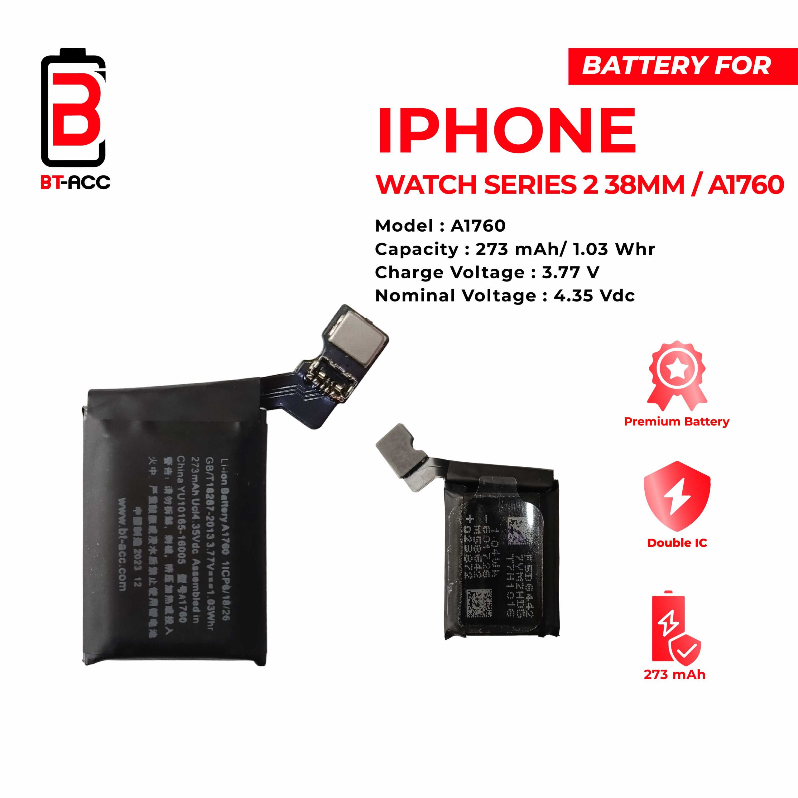 BT-ACC Baterai Apple Watch Series 2 38mm / A1760 - Gambar 2