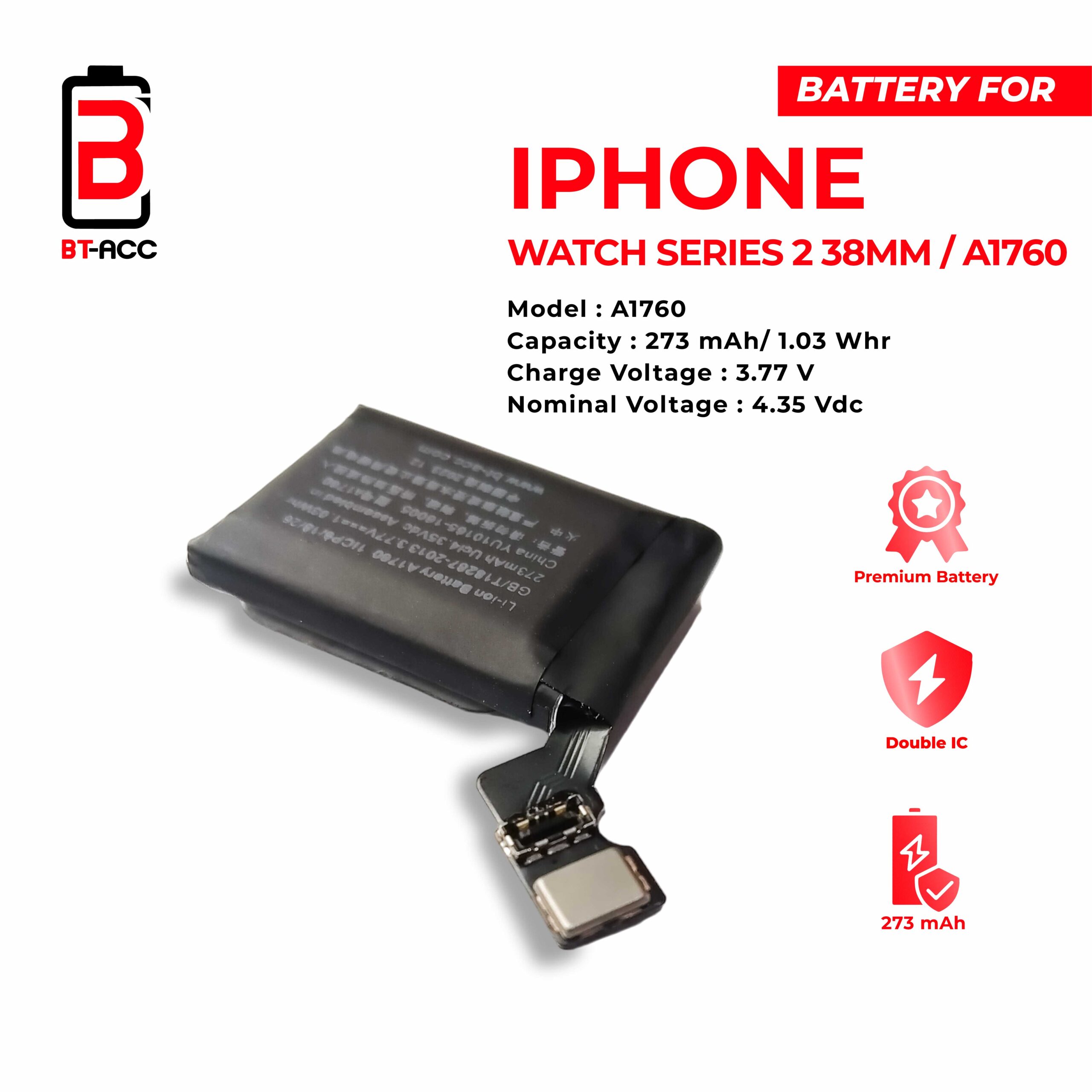 BT-ACC Baterai Apple Watch Series 2 38mm / A1760 - Gambar 3