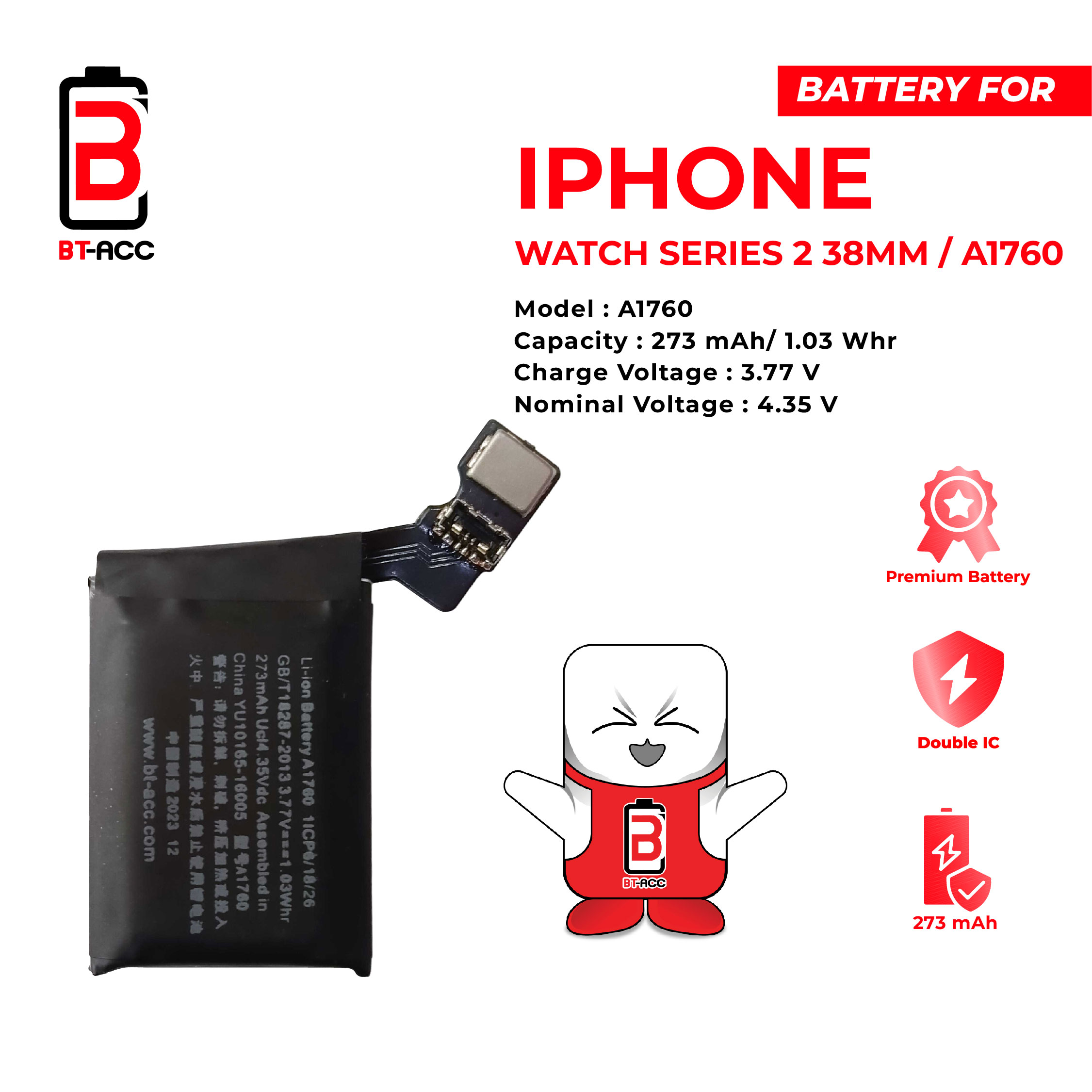 BT-ACC Baterai Apple Watch Series 2 38mm / A1760