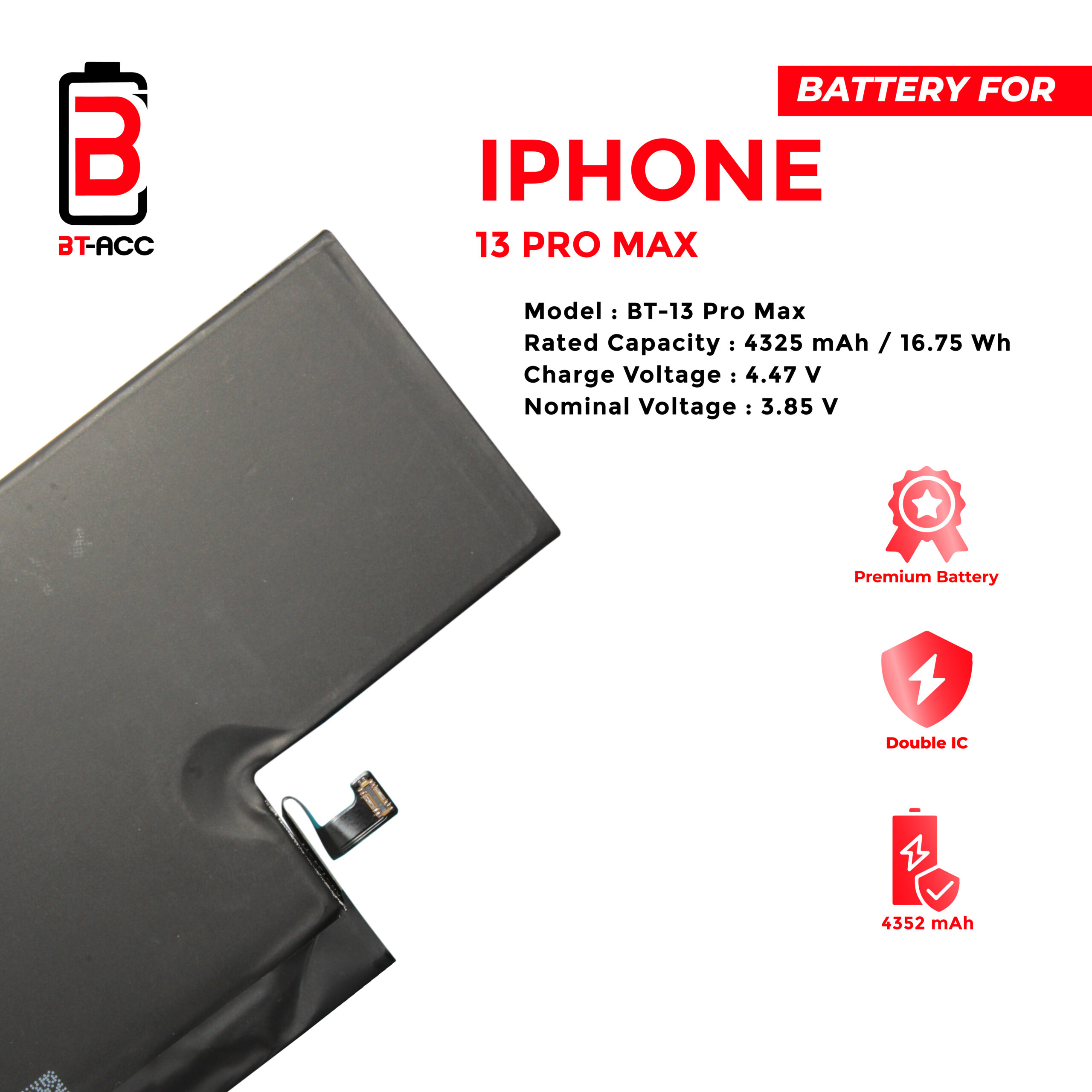 BT-ACC Baterai iPhone 13 Pro Max (4352 mAh) - Gambar 3