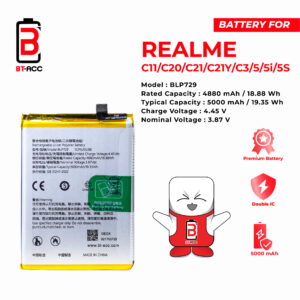 BT-ACC Baterai Realme C20 / C21 / C21Y / C3 / C11 / 5 / 5i / 5S / Narzo / BLP729