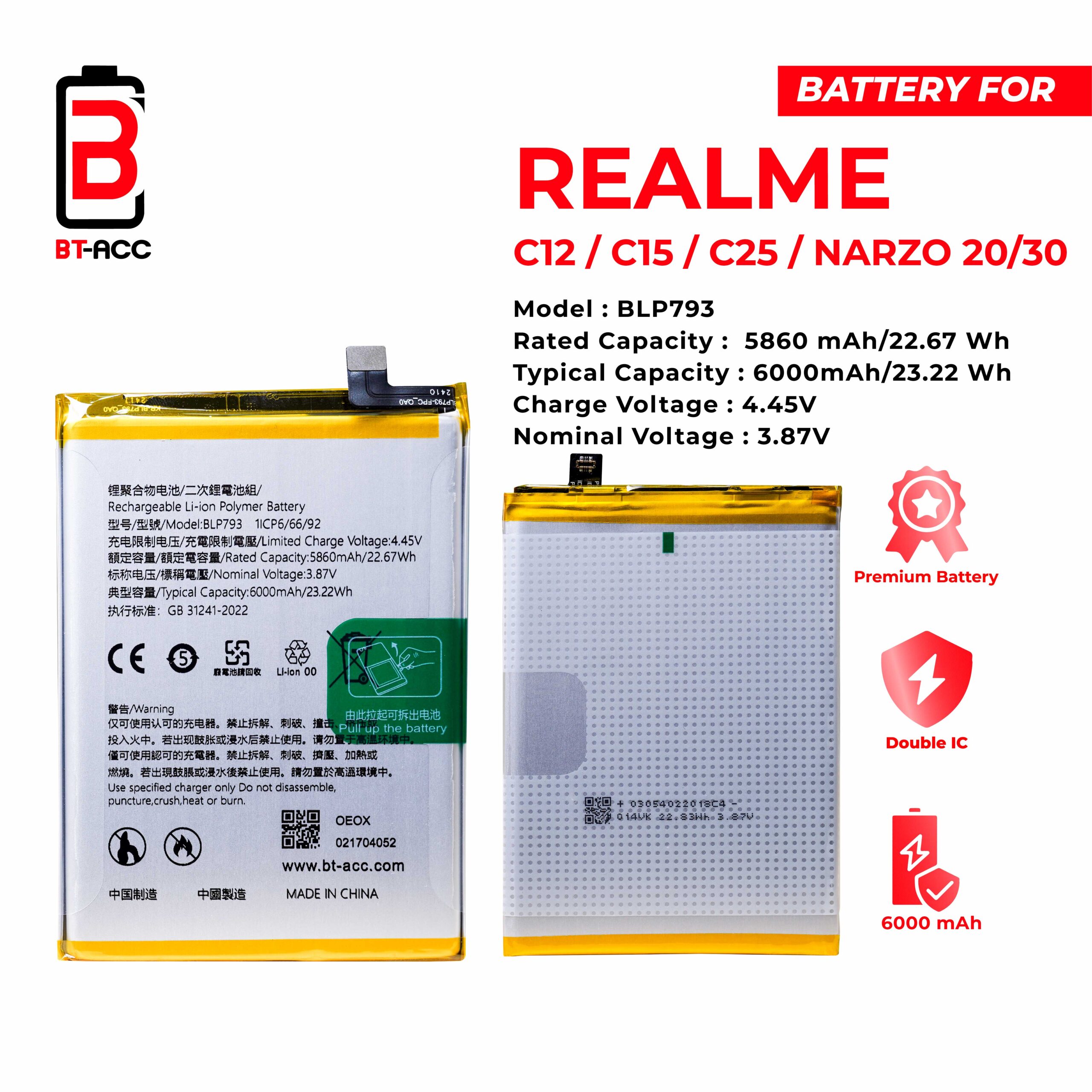 Baterai Realme C12 / C15 / C25 / NARZO 20 / 30A / BLP793 - Image 2