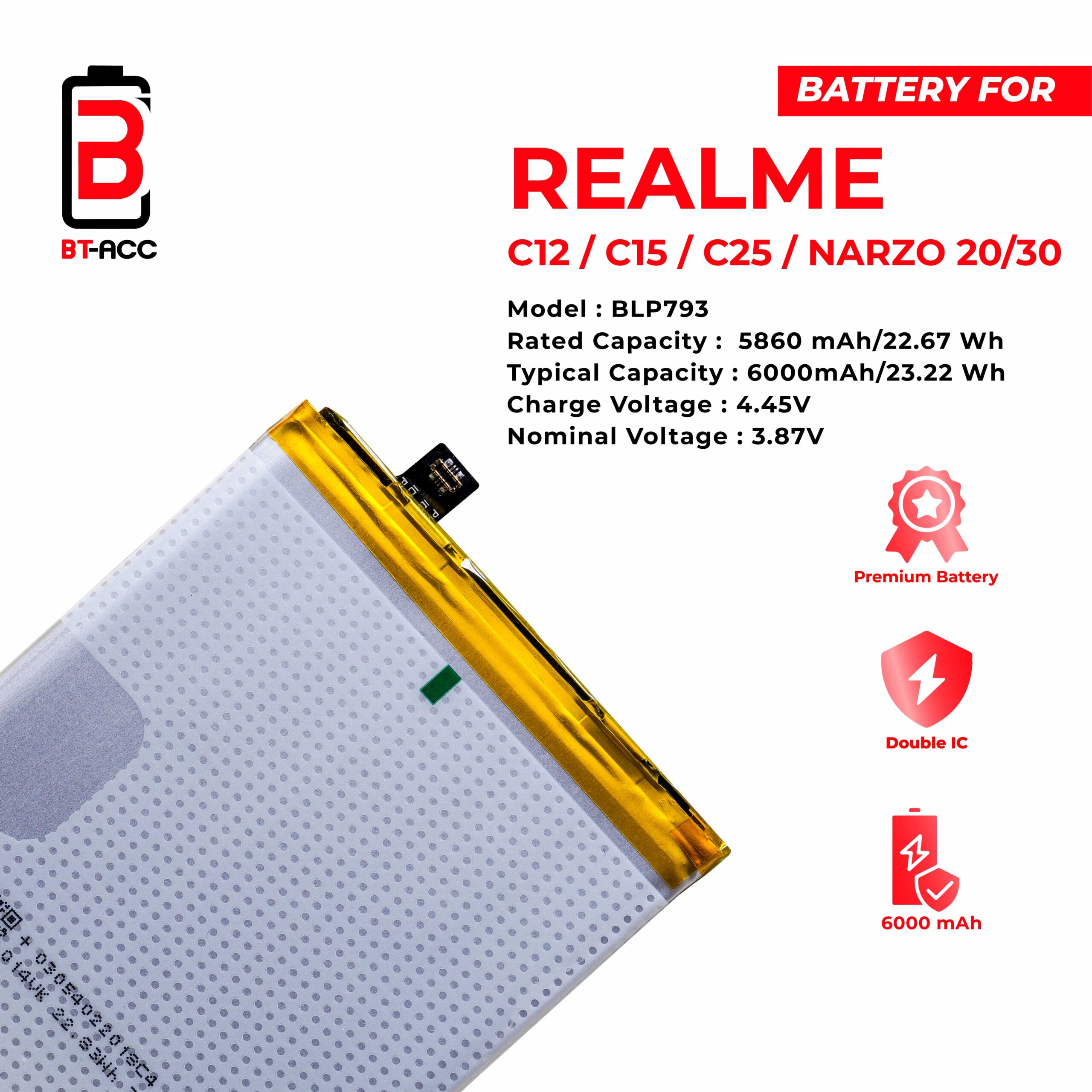 Baterai Realme C12 / C15 / C25 / NARZO 20 / 30A / BLP793 - Image 3