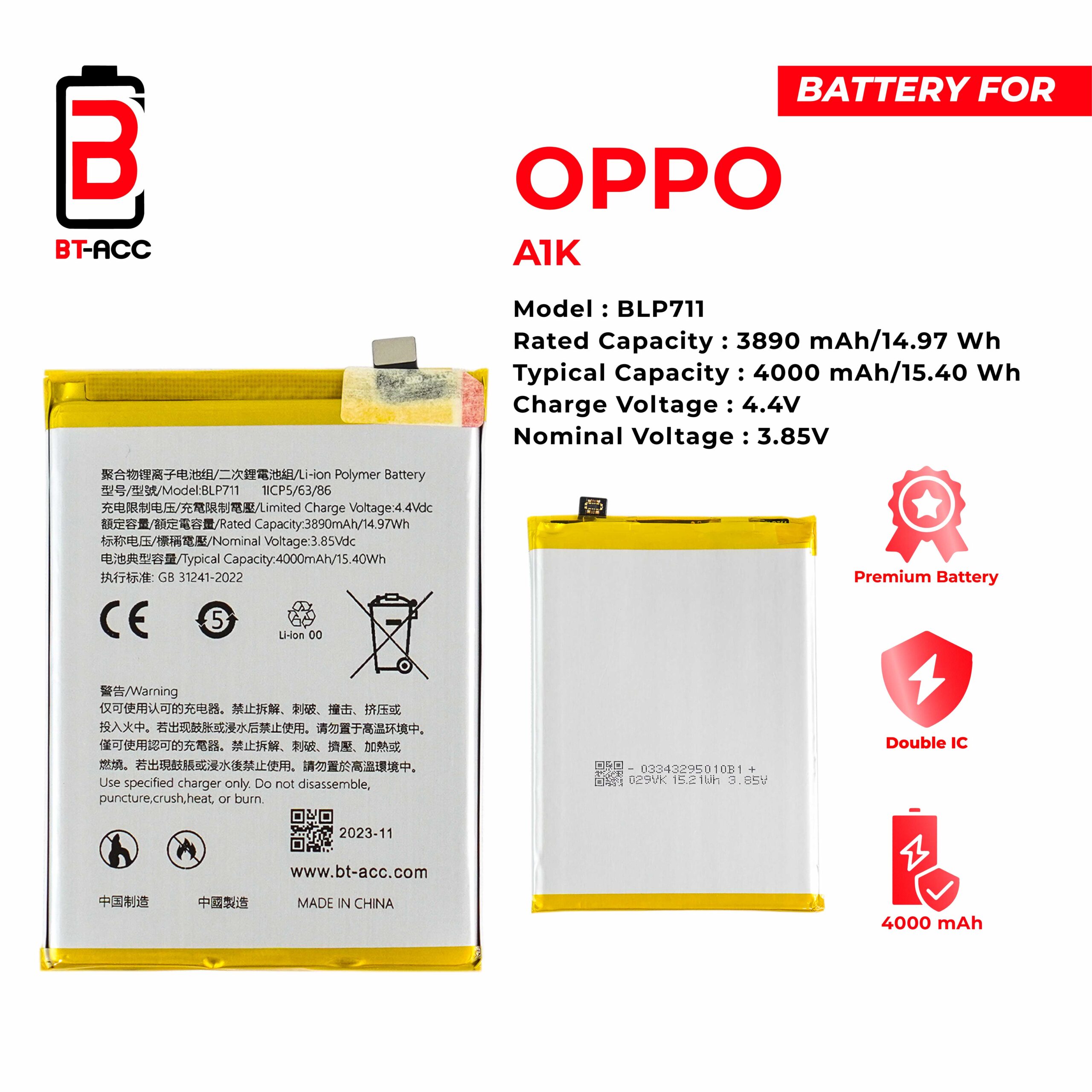 BT-ACC Baterai Oppo A1K / BLP711 - Gambar 2