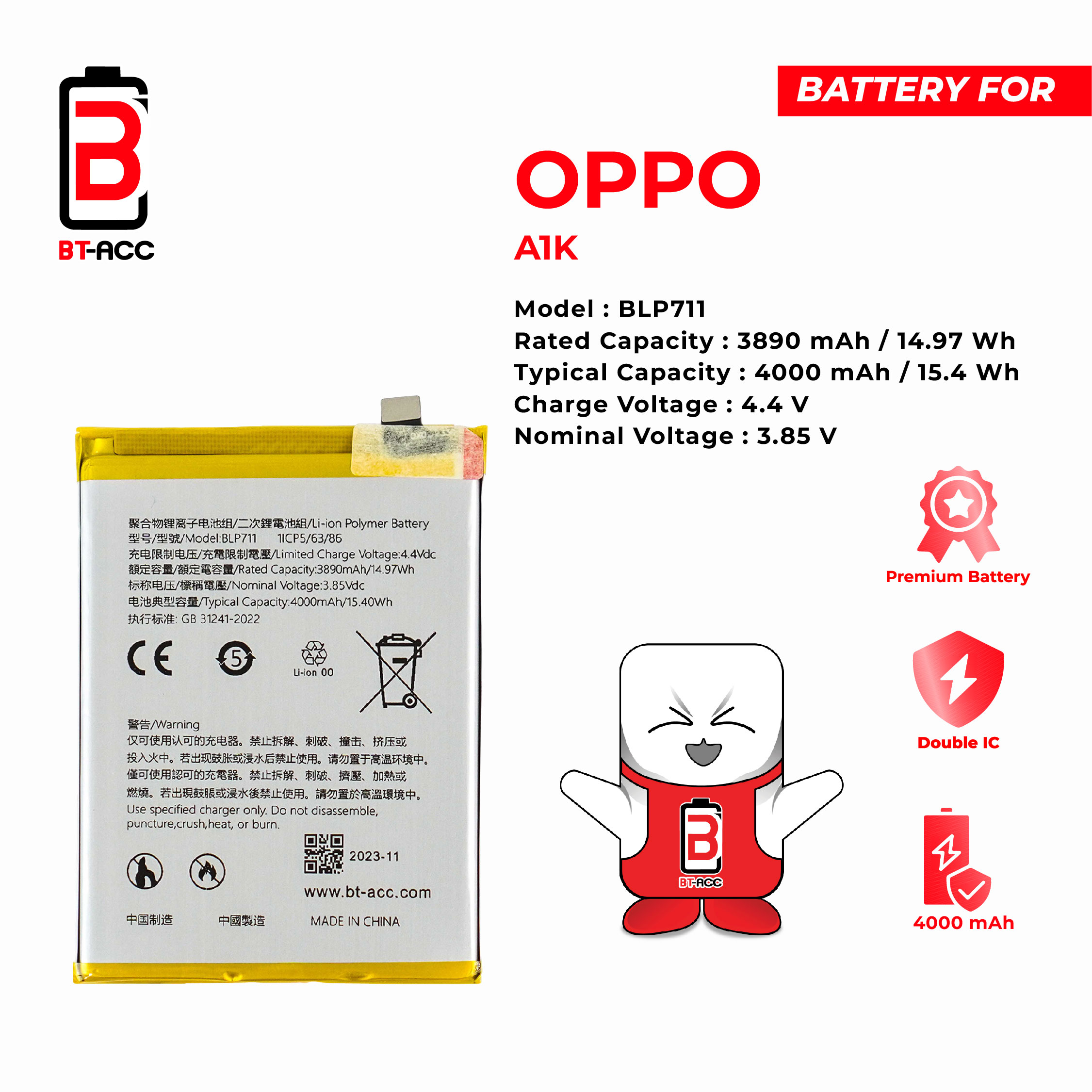 BT-ACC Baterai Oppo A1K / BLP711