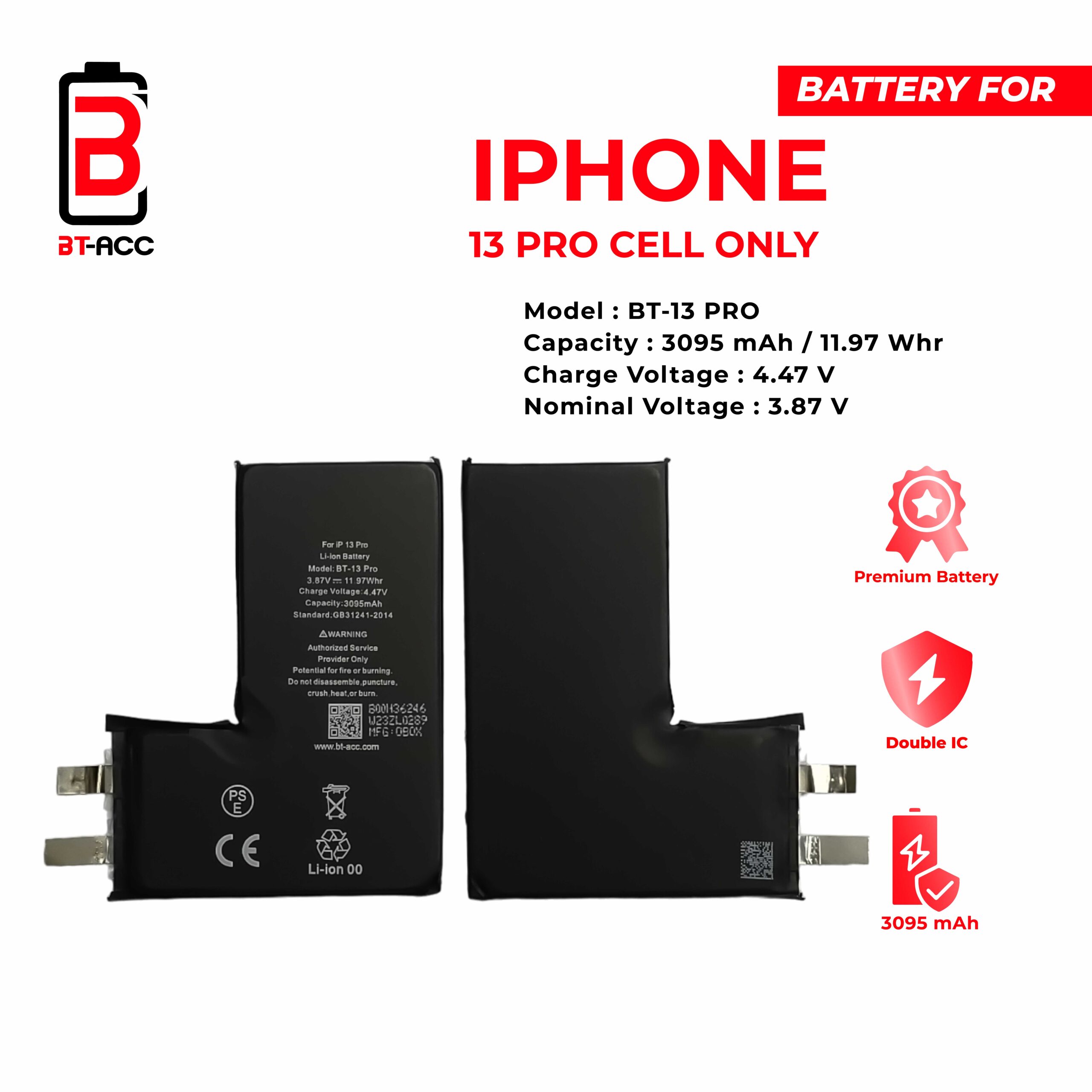 BT-ACC Baterai iPhone 13 Pro Cell Only (3095mAh) - Image 2