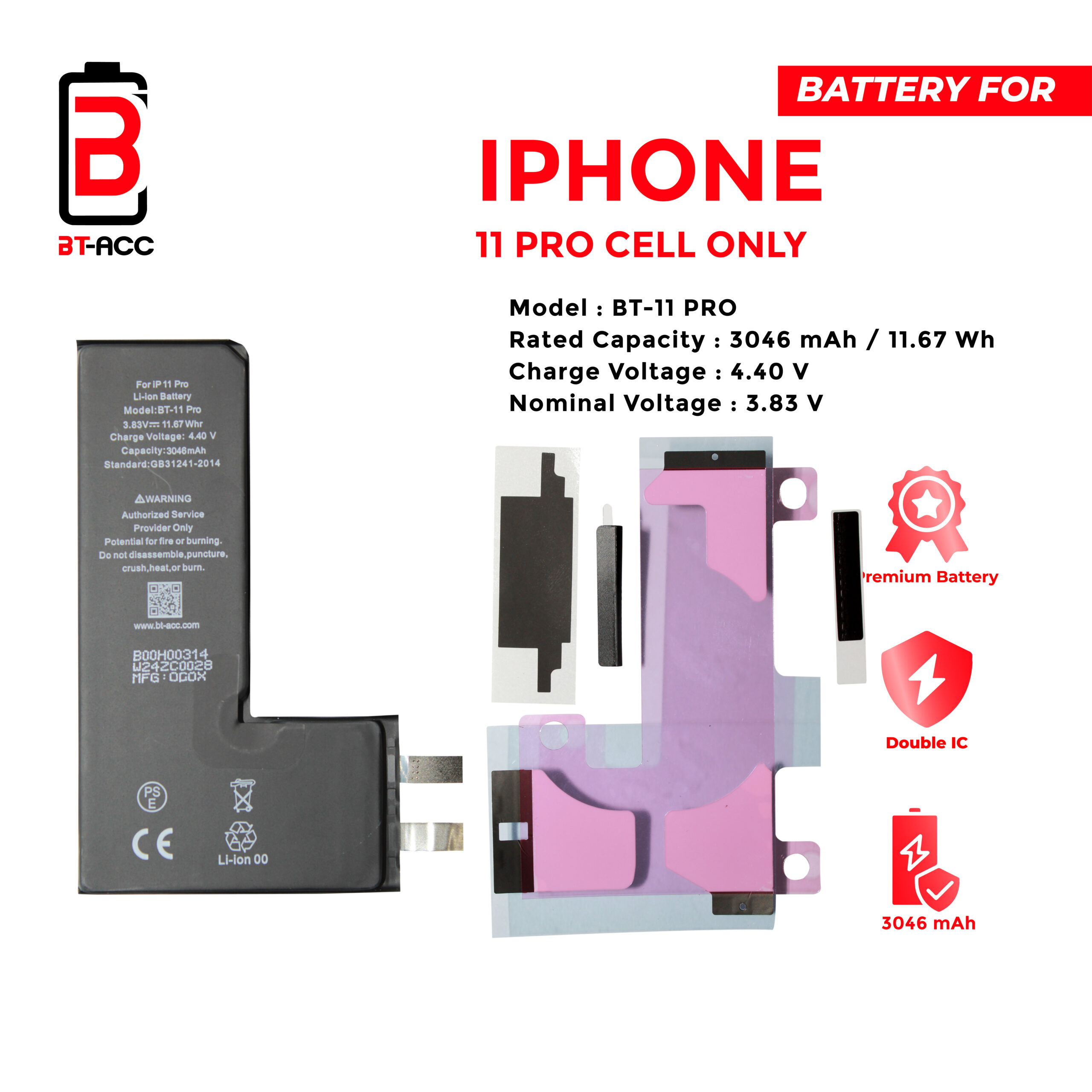 BT-ACC Baterai iPhone 11 Pro Cell Only (3046 mAh) - Gambar 2
