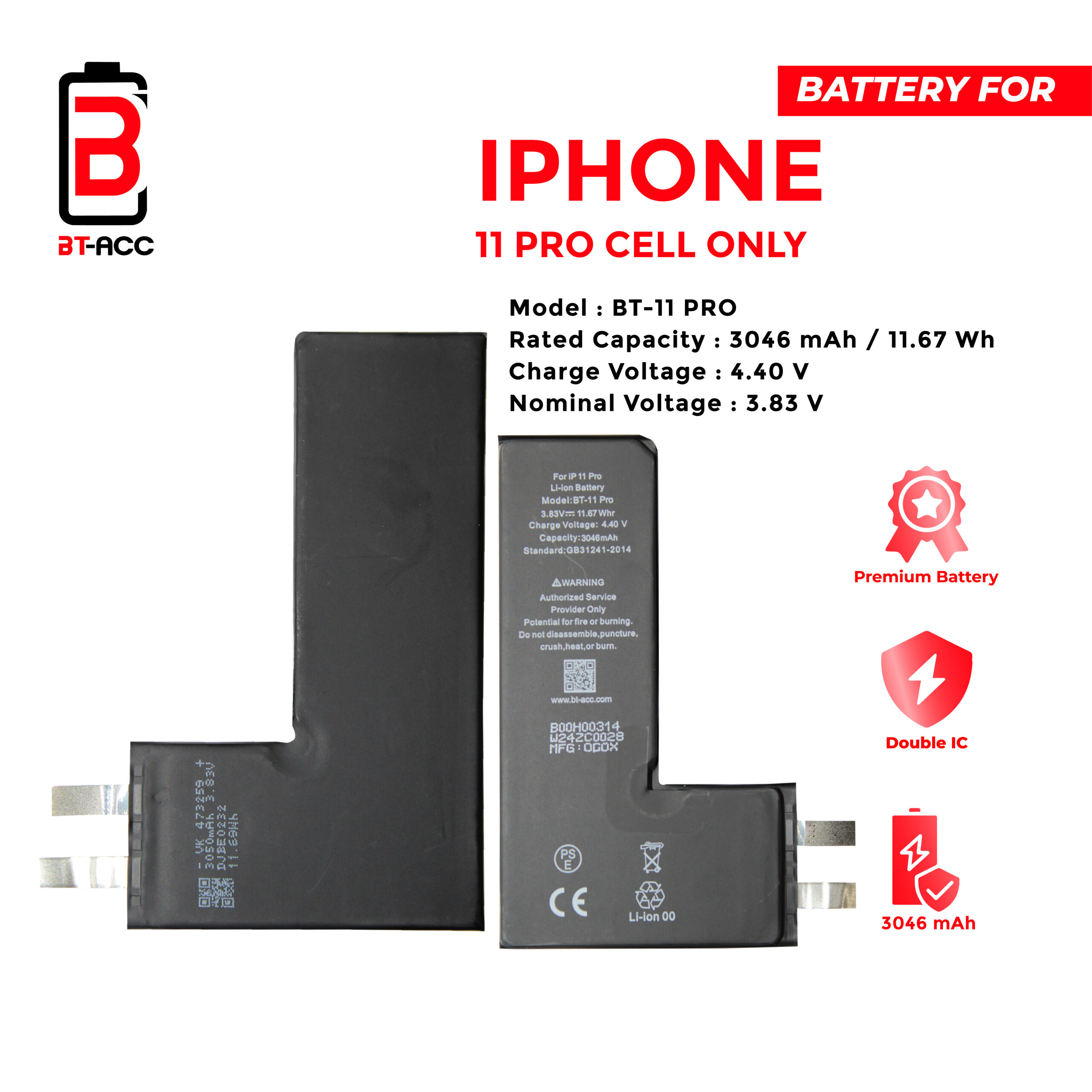 BT-ACC Baterai iPhone 11 Pro Cell Only (3046 mAh) - Gambar 3