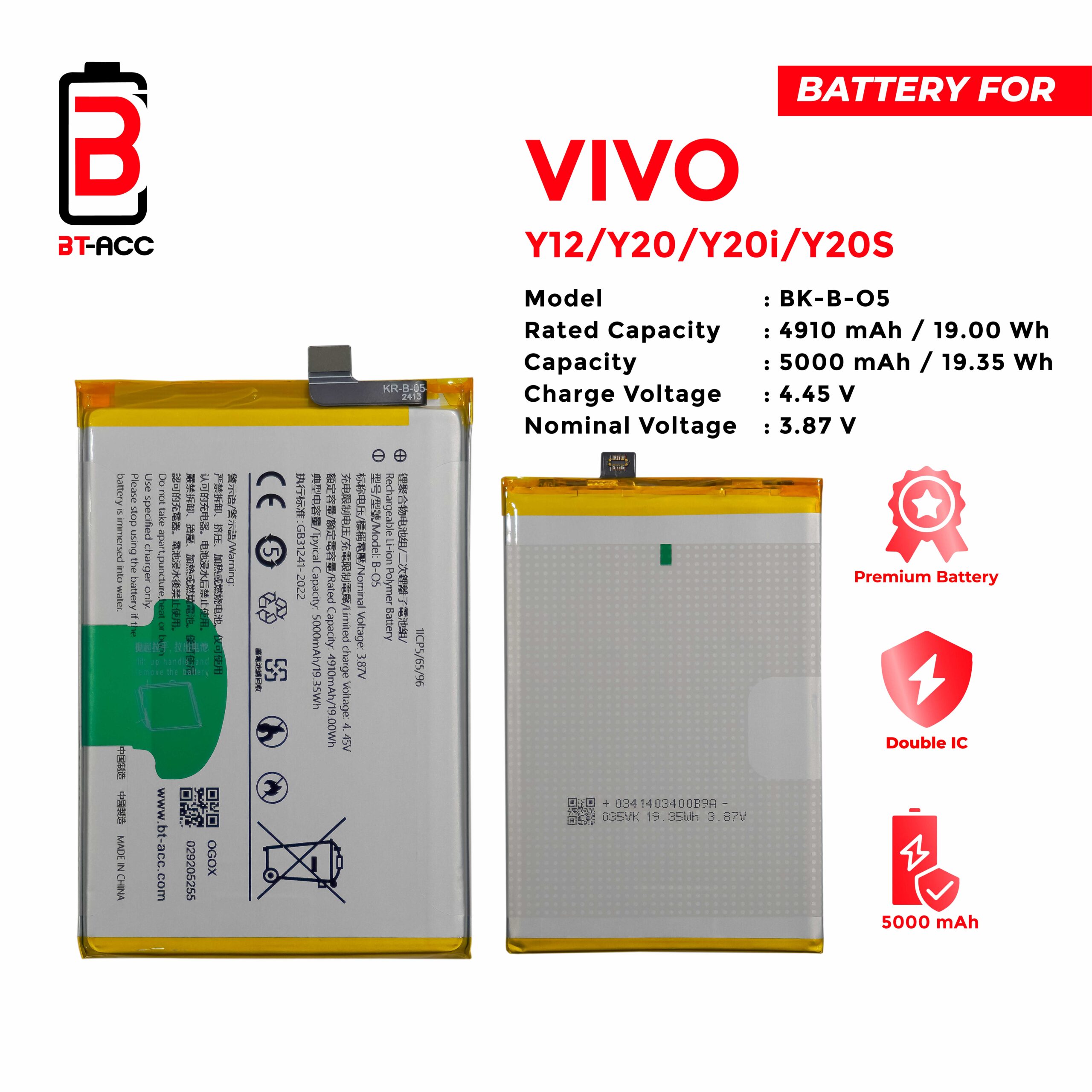 BT-ACC Baterai Vivo Y20 / Y20S / Y12S / Y20I / BK-B-05 - Gambar 2