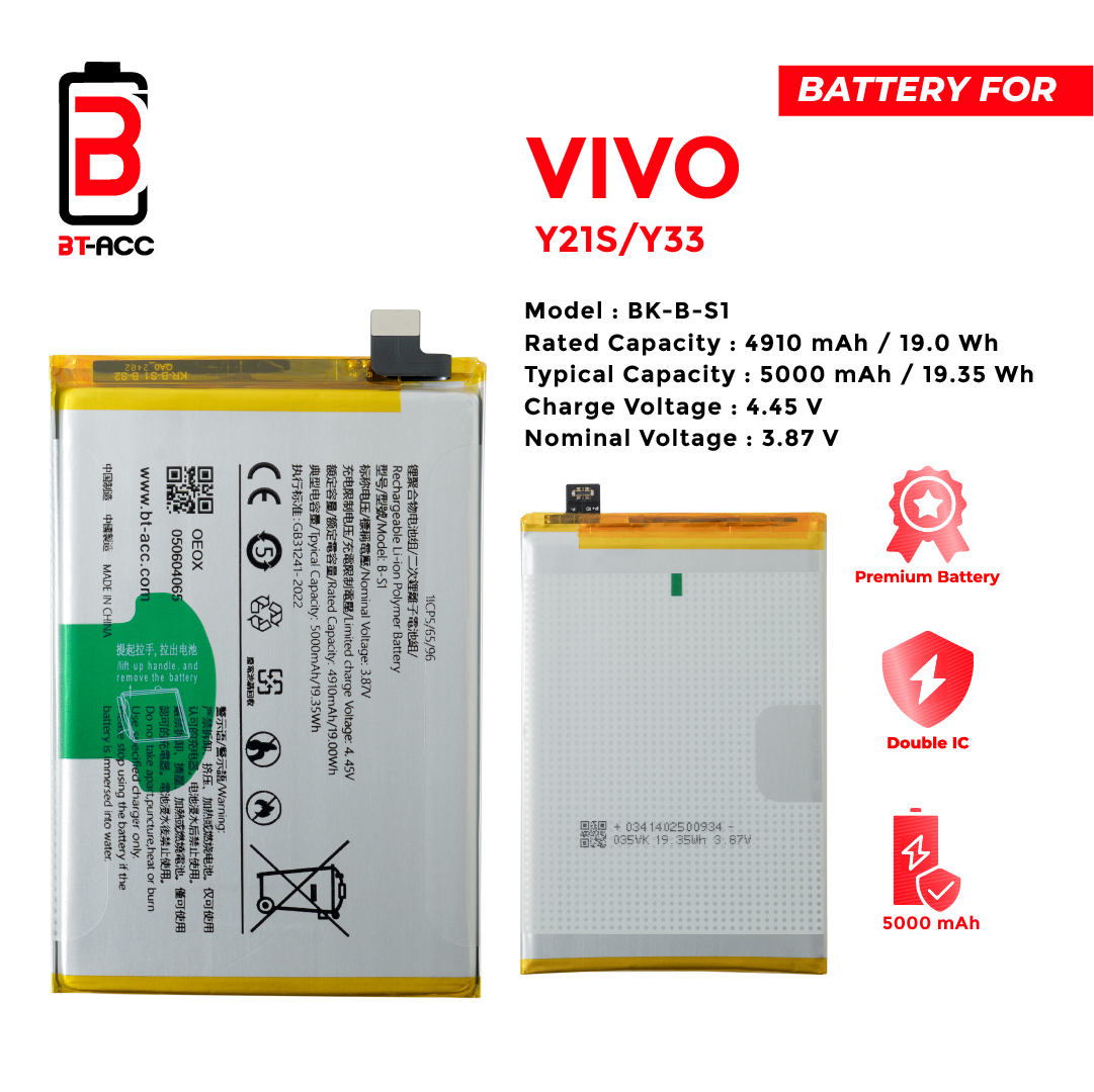 BT-ACC Baterai Vivo Y33 / Y21S / BK-B-S1 - Gambar 2