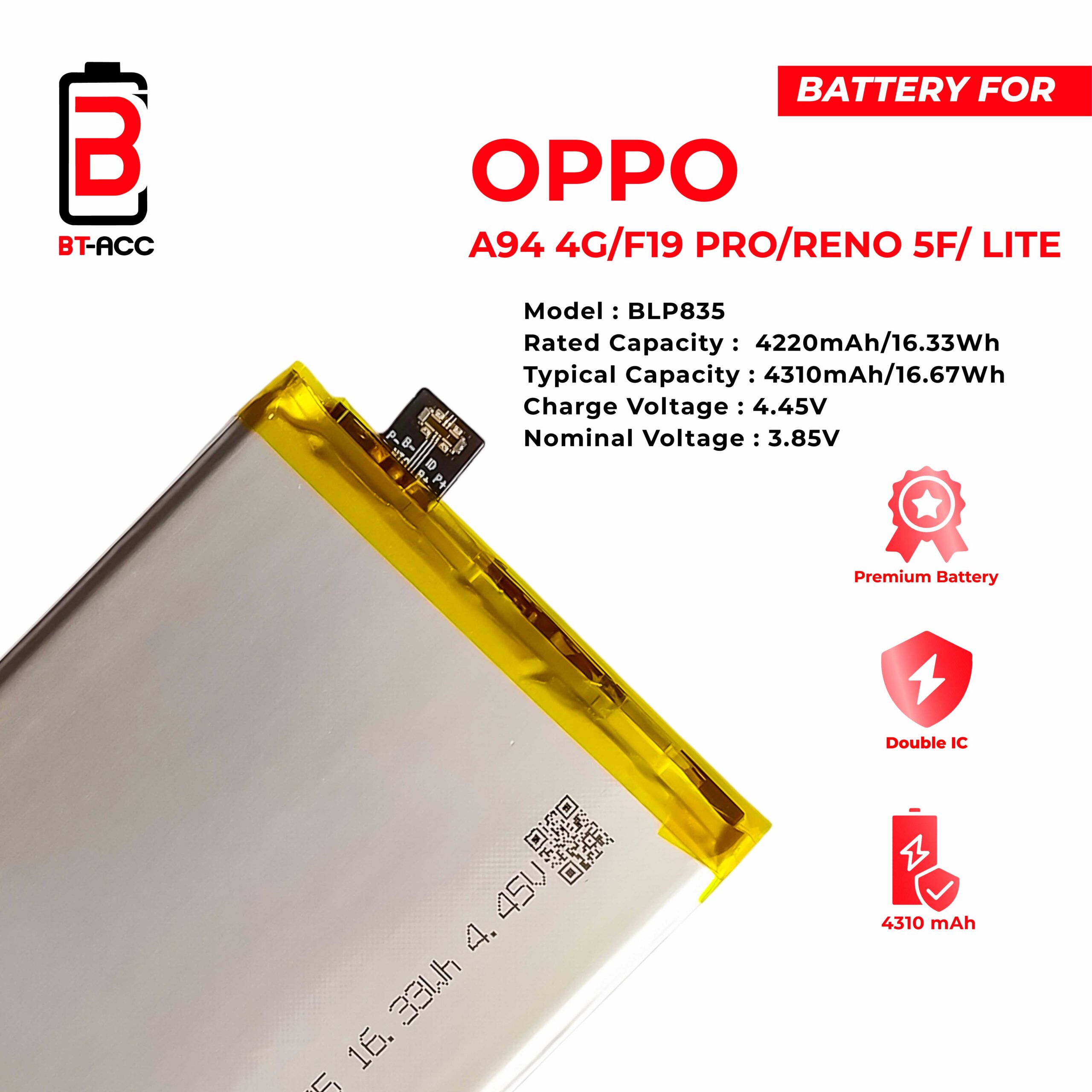 Baterai Oppo A94 4G / F19 Pro / Reno 5 F / Reno 5 Lite / BLP835 - Gambar 3