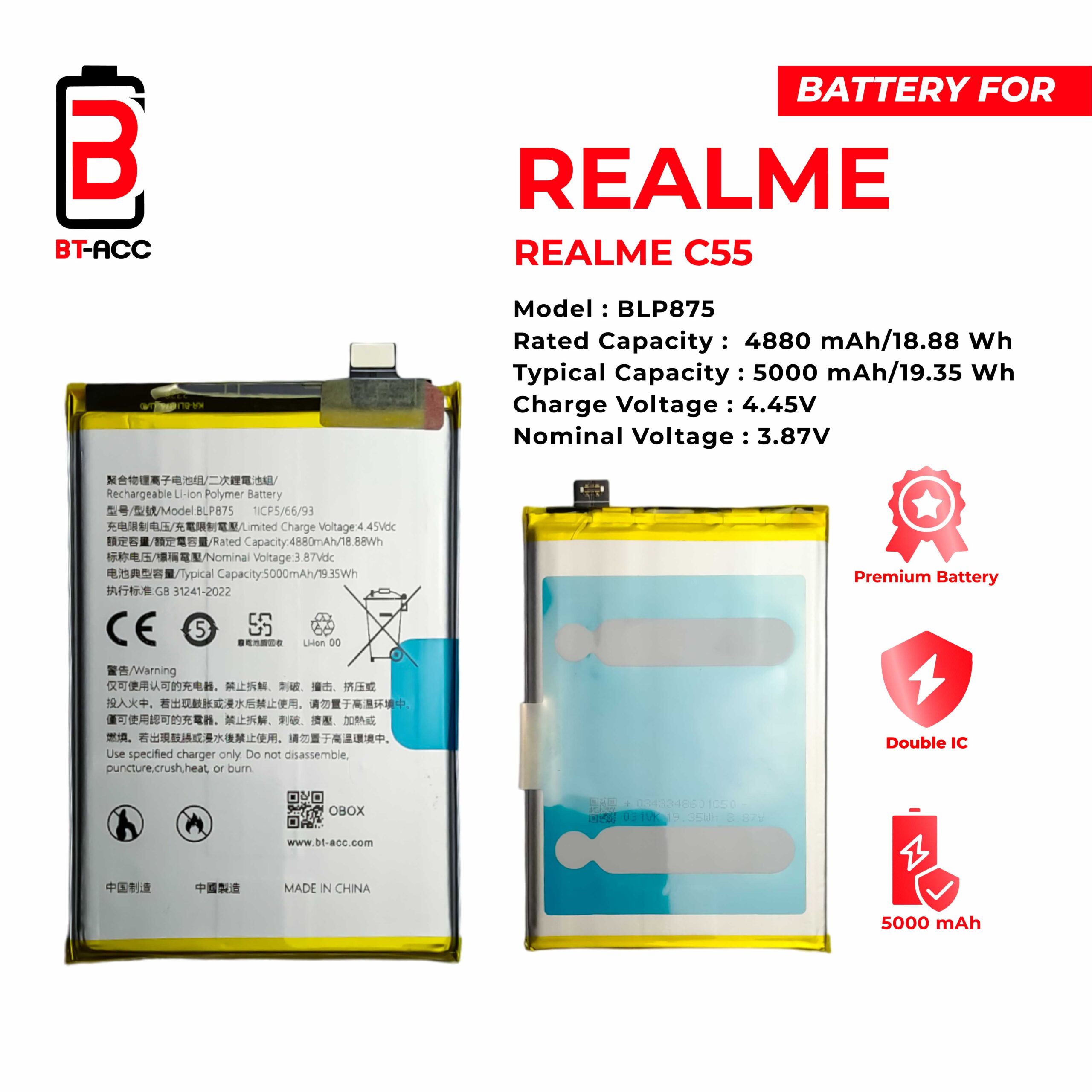BT-ACC Baterai Realme C55 / BLP875 - Gambar 2