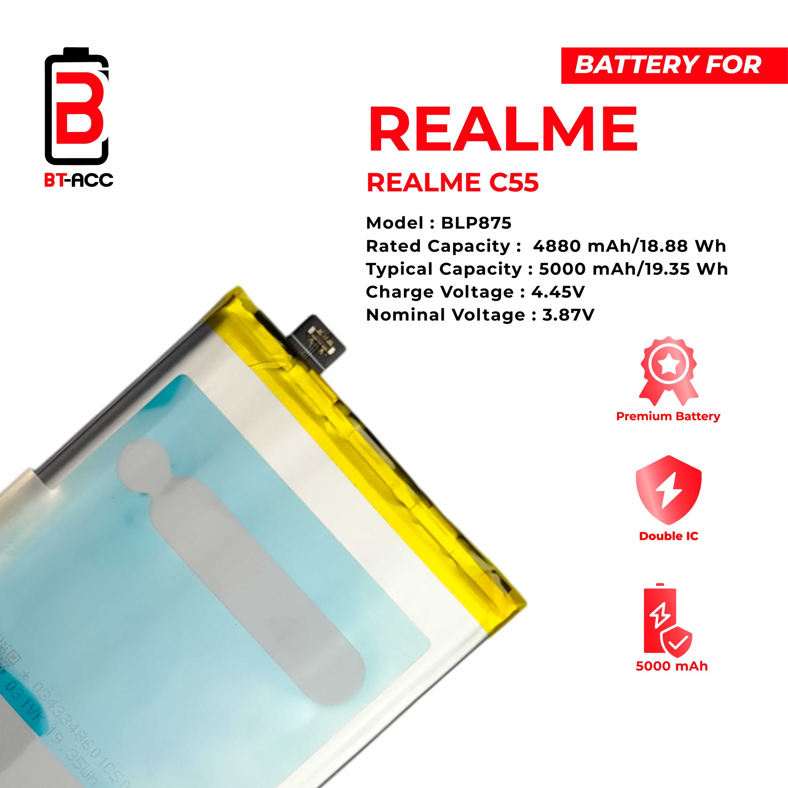 BT-ACC Baterai Realme C55 / BLP875 - Gambar 3
