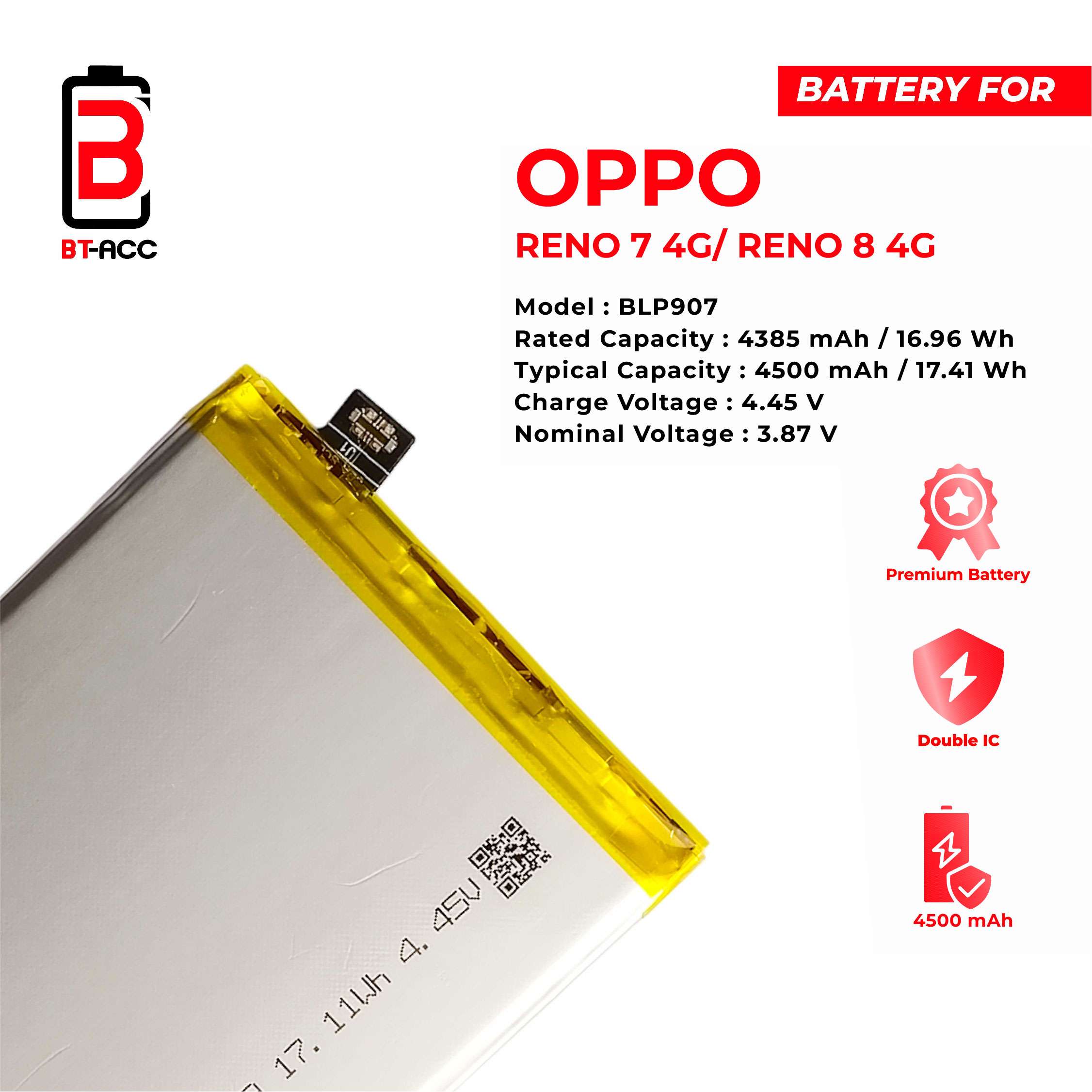 BT-ACC Baterai Oppo Reno 7 4G / Reno 8 4G / BLP907 - Gambar 3