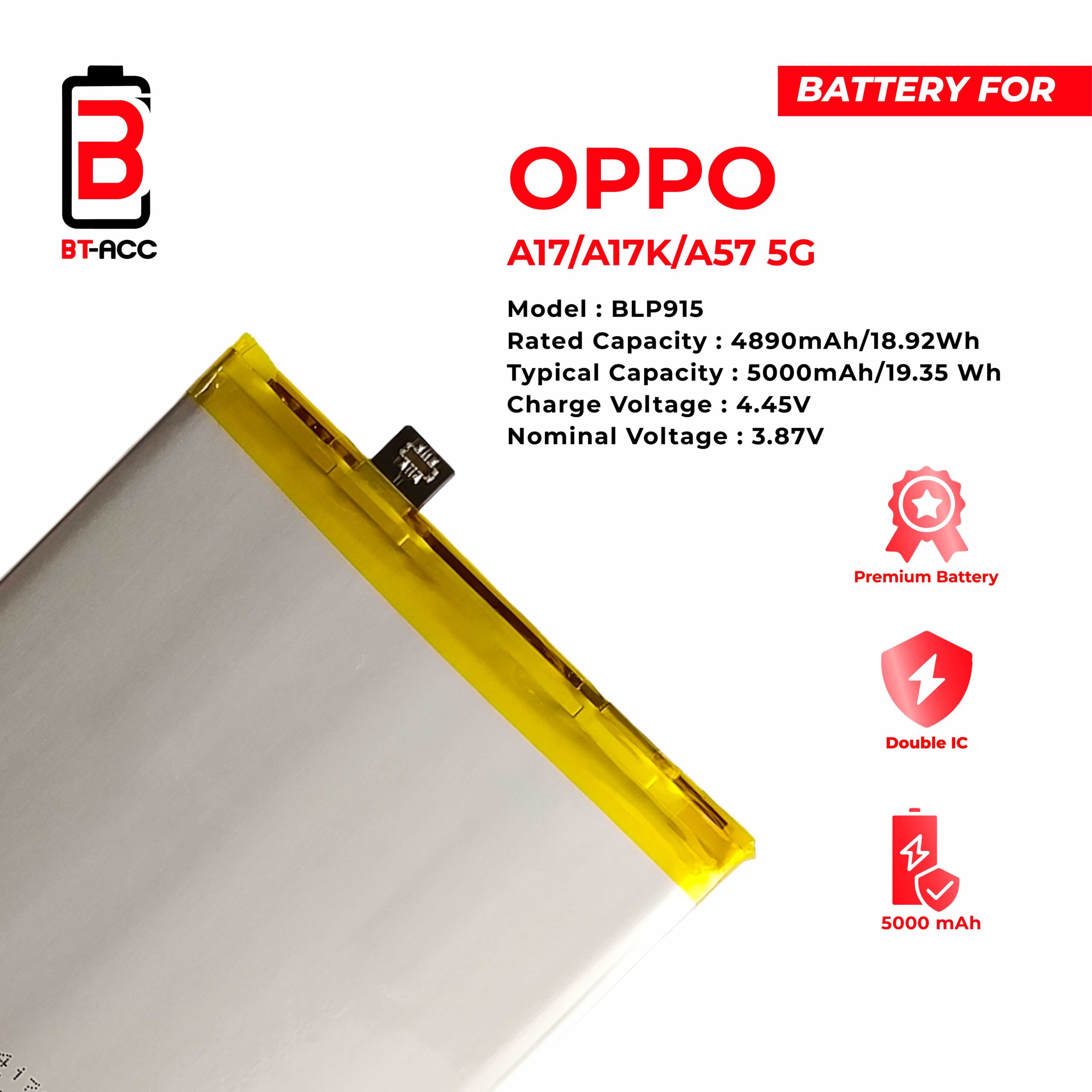 BT-ACC Baterai Oppo A17 / A17K / A57 5G / BLP915 - Image 3