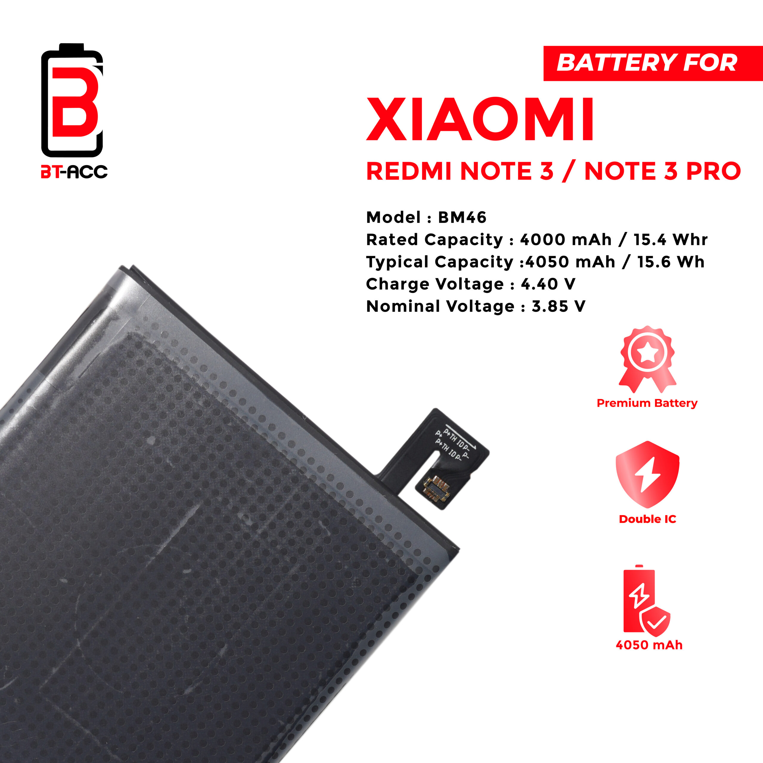 BT-ACC Baterai Xiaomi Redmi Note 3 / Note 3 Pro - BM46 - Image 3