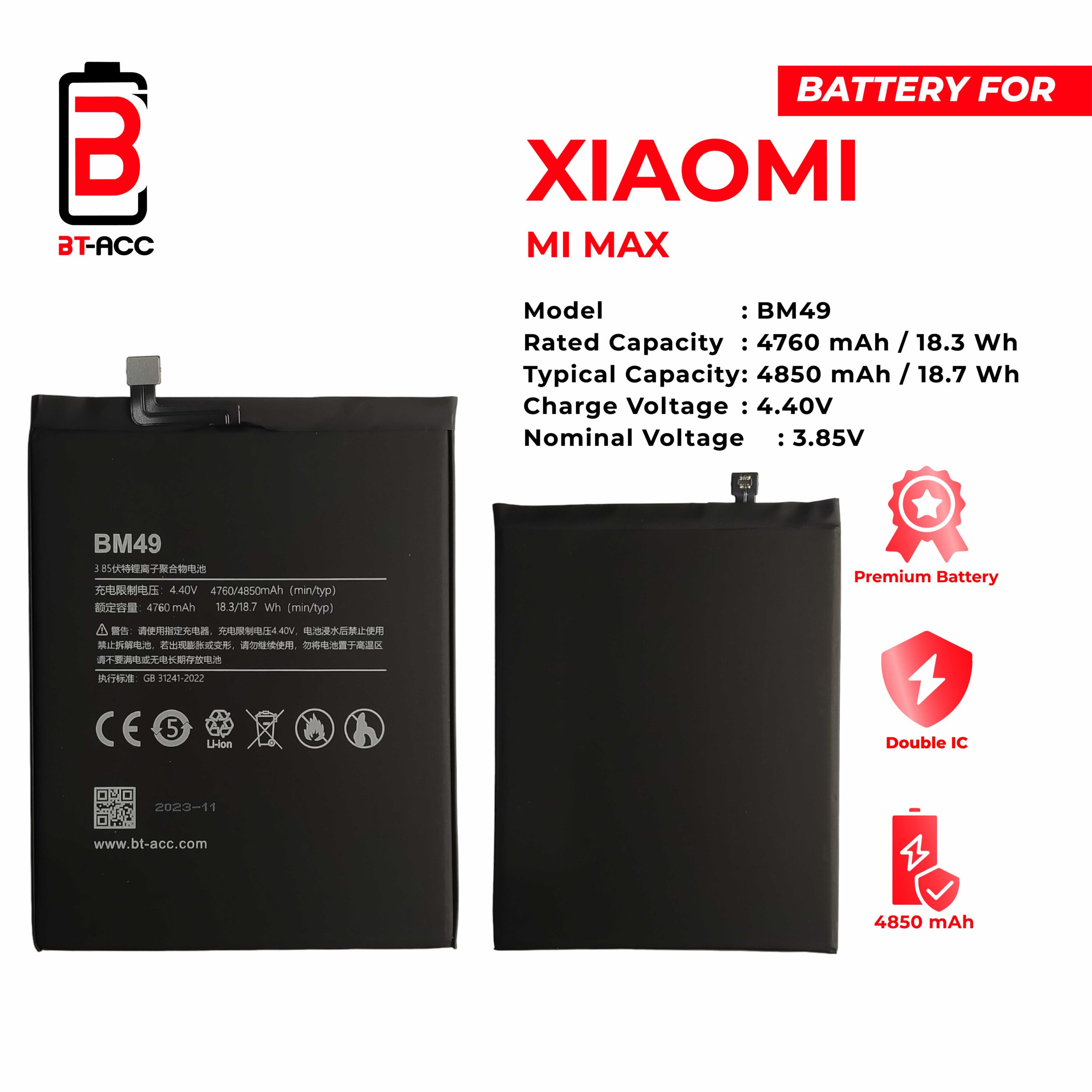 BT-ACC Baterai Xiaomi MI MAX - BM49 - Image 2