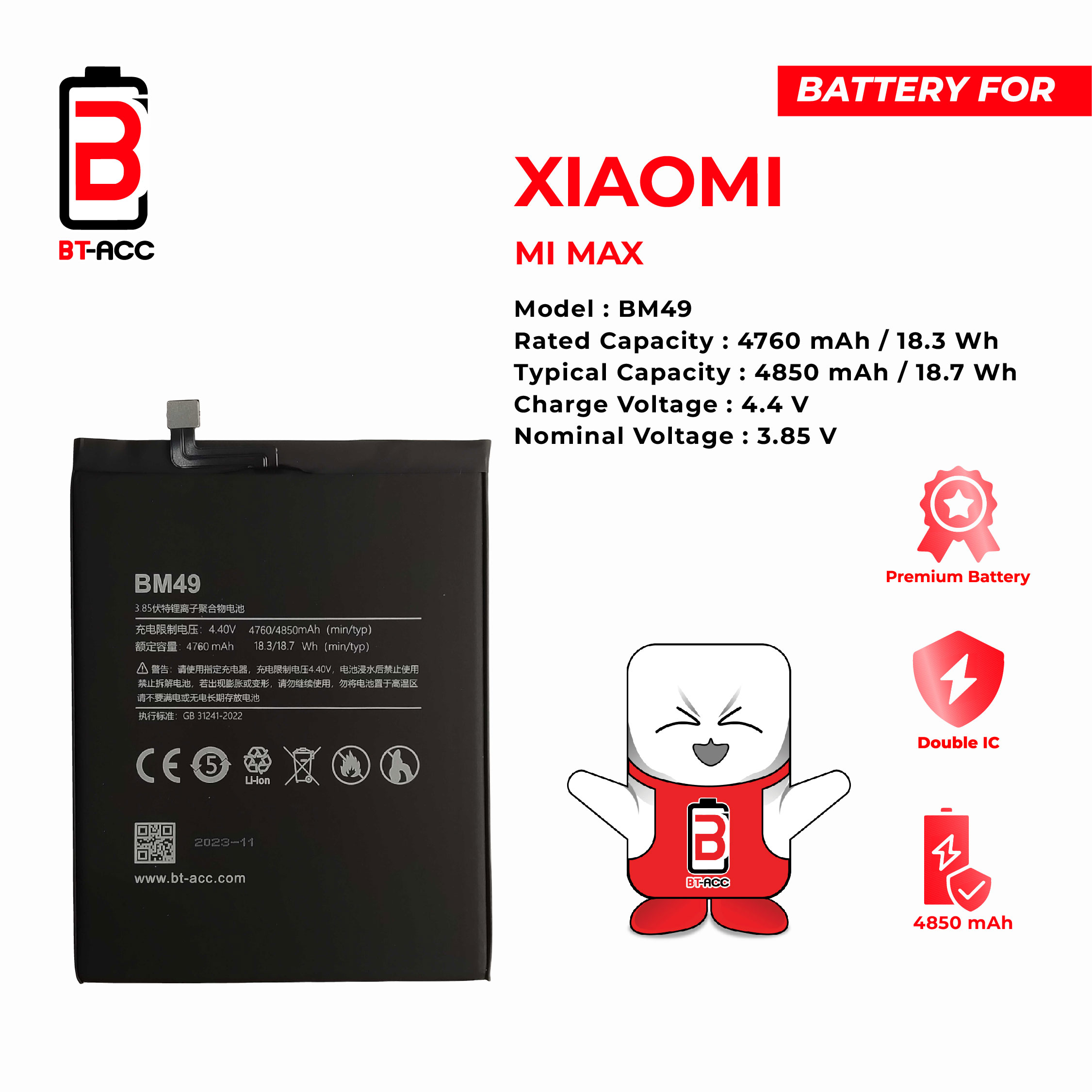 BT-ACC Baterai Xiaomi MI MAX - BM49