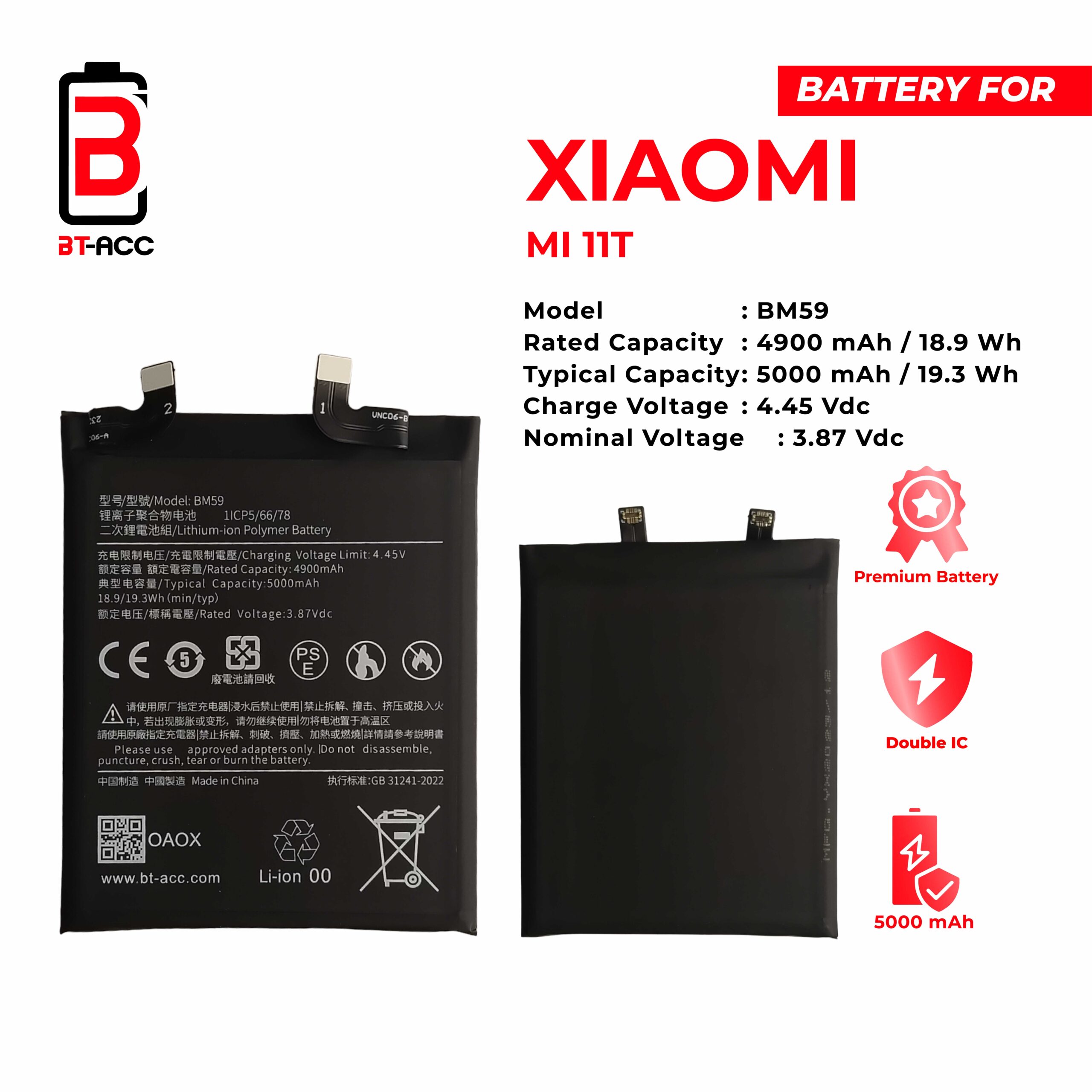 BT-ACC Baterai Xiaomi Mi 11T - BM59 - Image 2