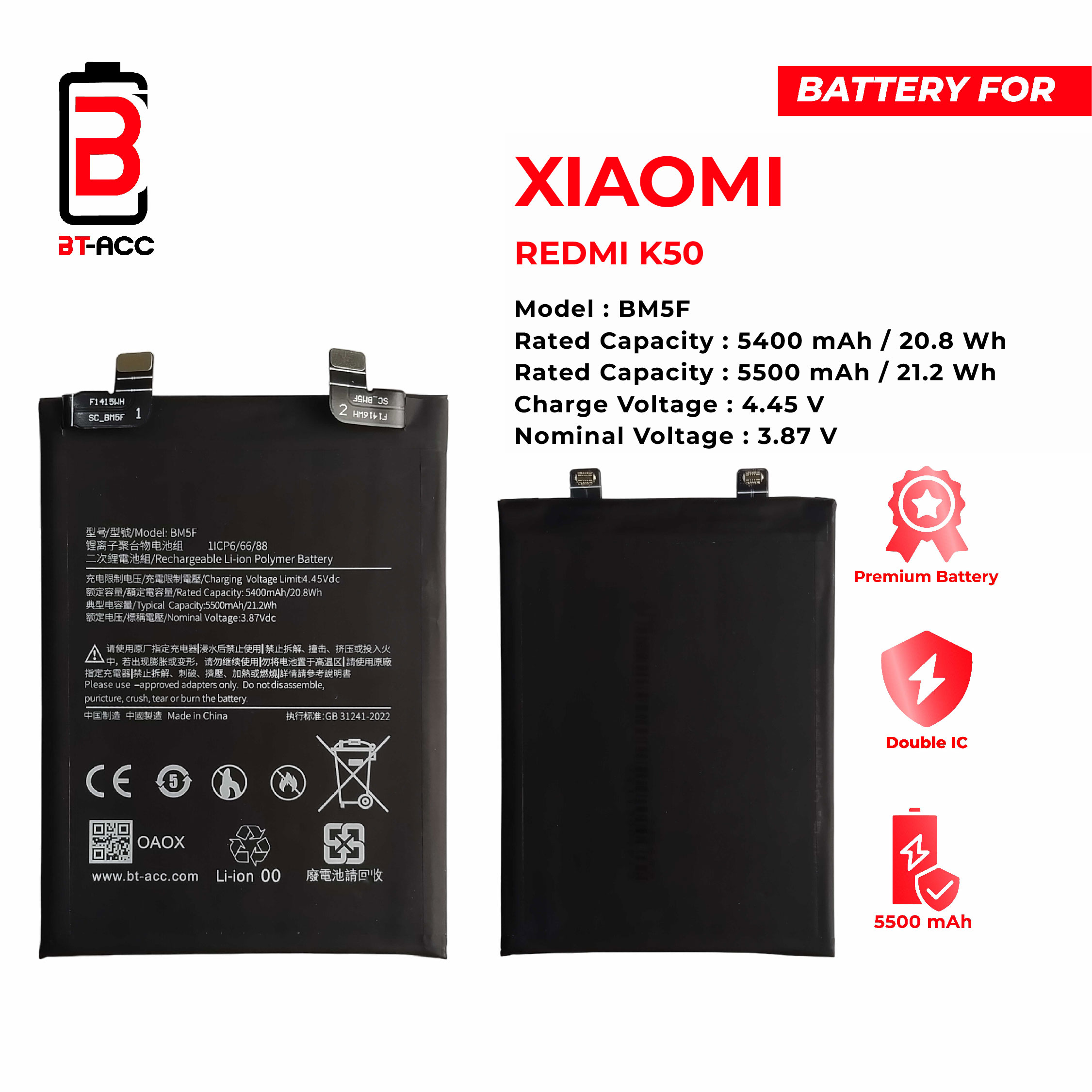 BT-ACC Baterai Xiaomi Redmi K50 - BM5F - Gambar 2