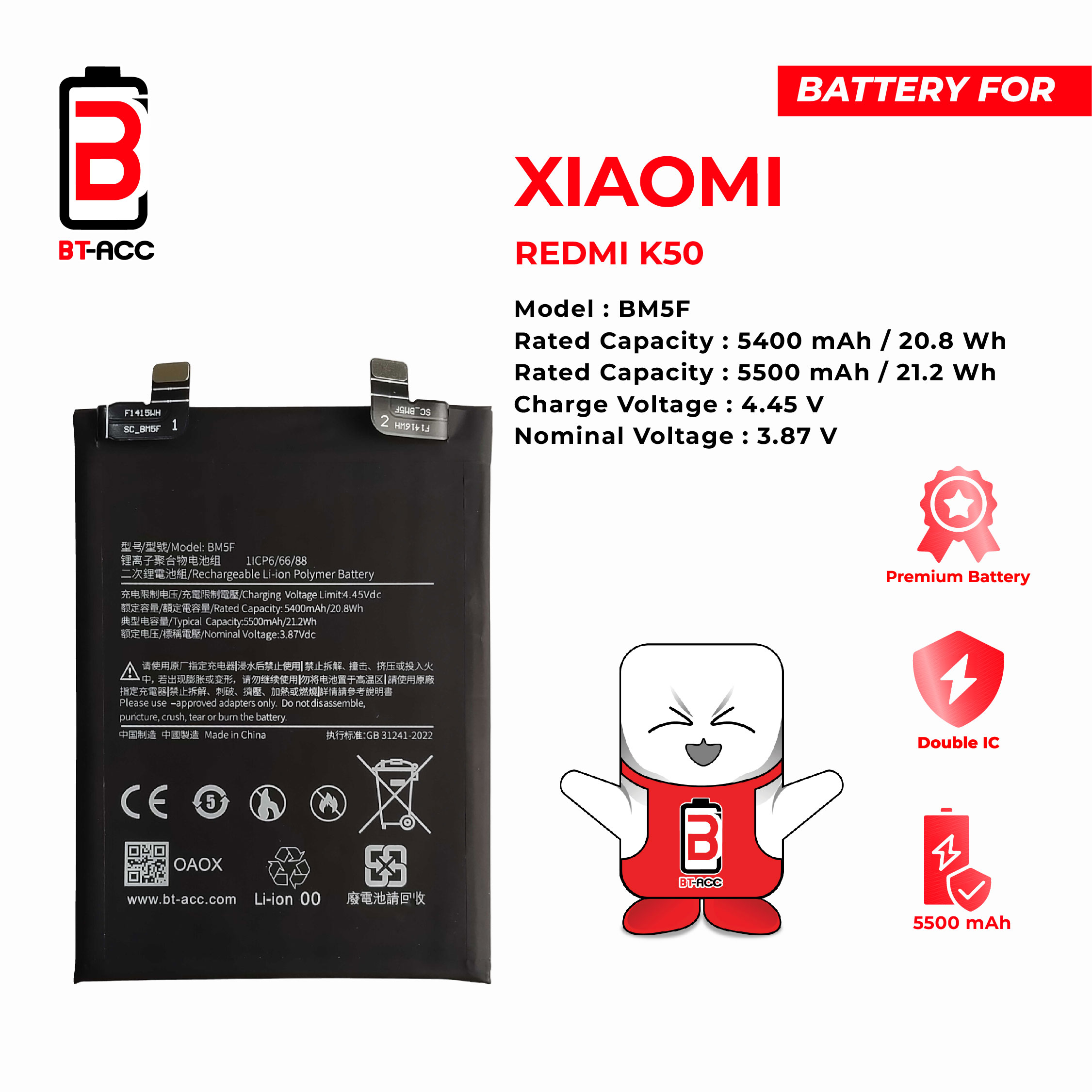 BT-ACC Baterai Xiaomi Redmi K50 - BM5F