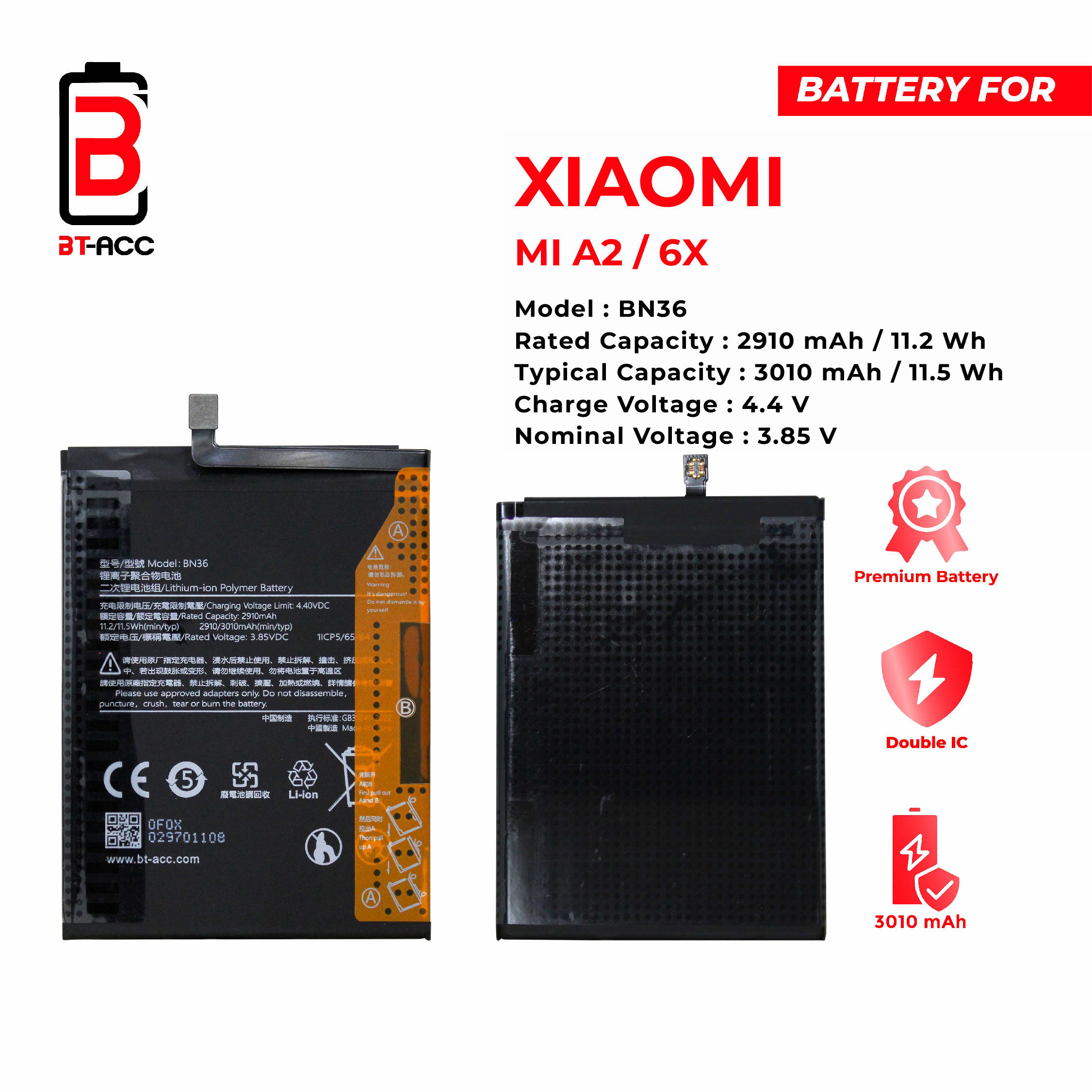 BT-ACC Baterai Xiaomi A2 / 6X - BN36 - Gambar 2
