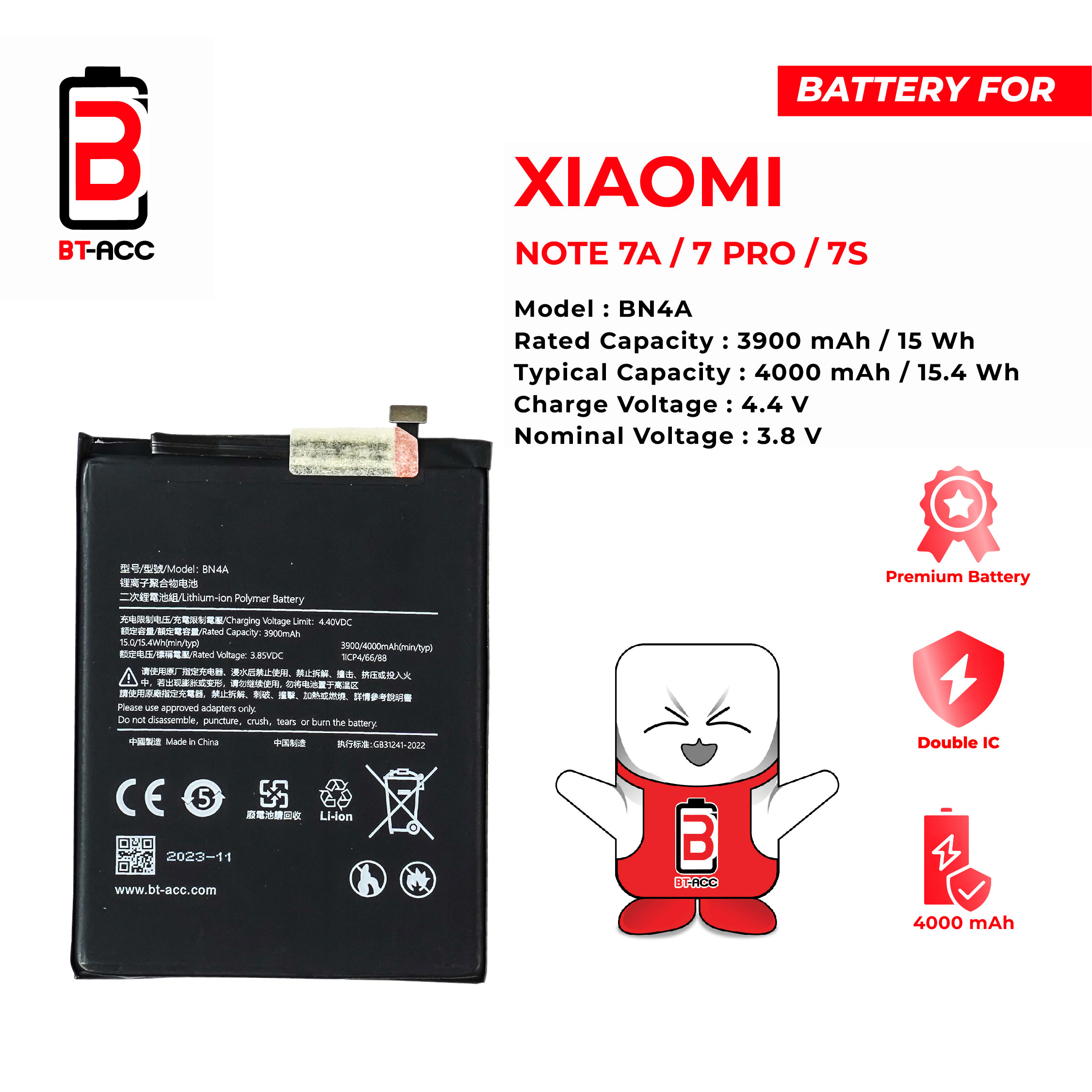 BT-ACC Baterai Xiaomi Redmi Note 7 / 7 Pro / 7S - BN4A