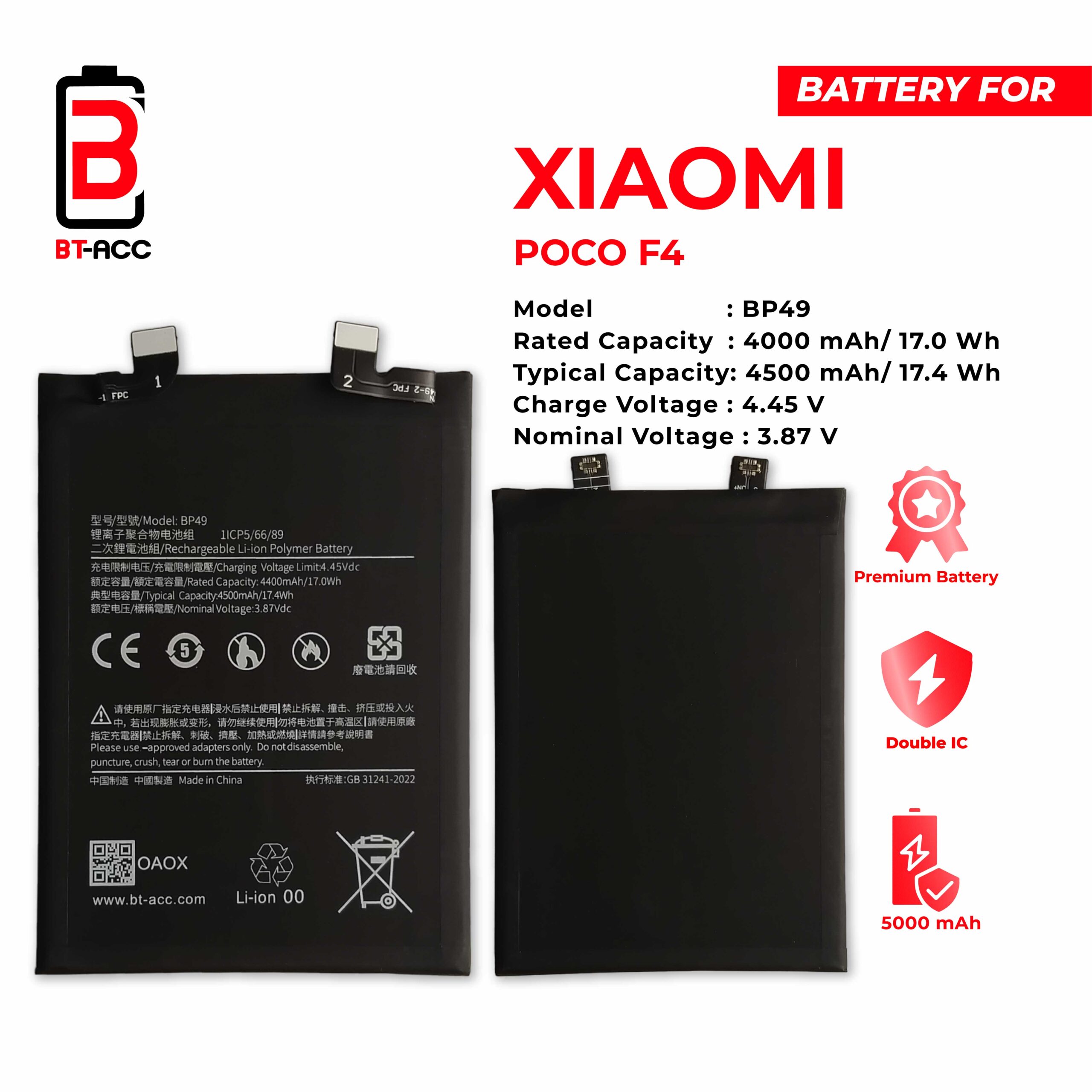 BT-ACC Baterai Xiaomi Poco F4 - BP49 - Gambar 2