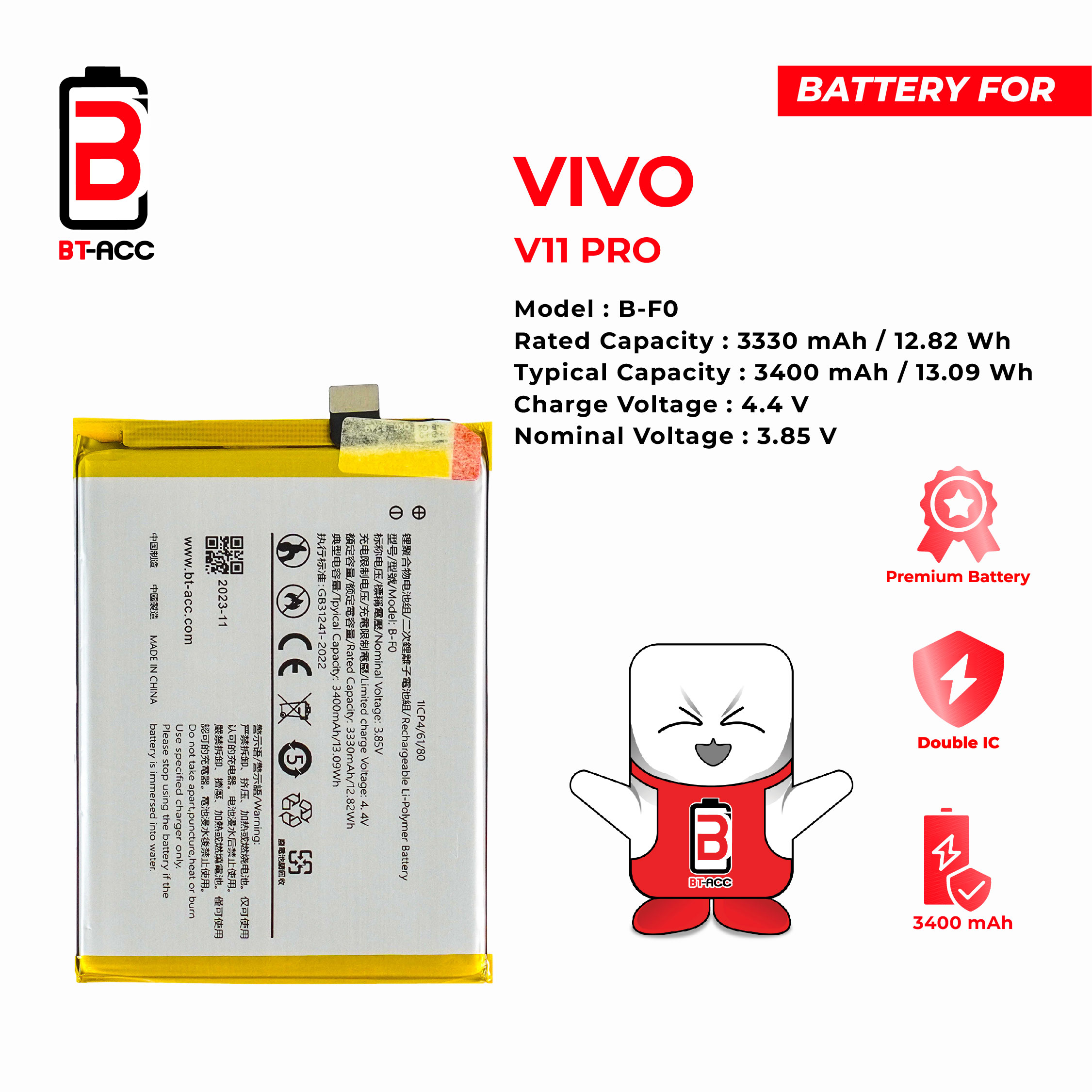 BT-ACC Baterai Vivo V11 Pro / B-F0