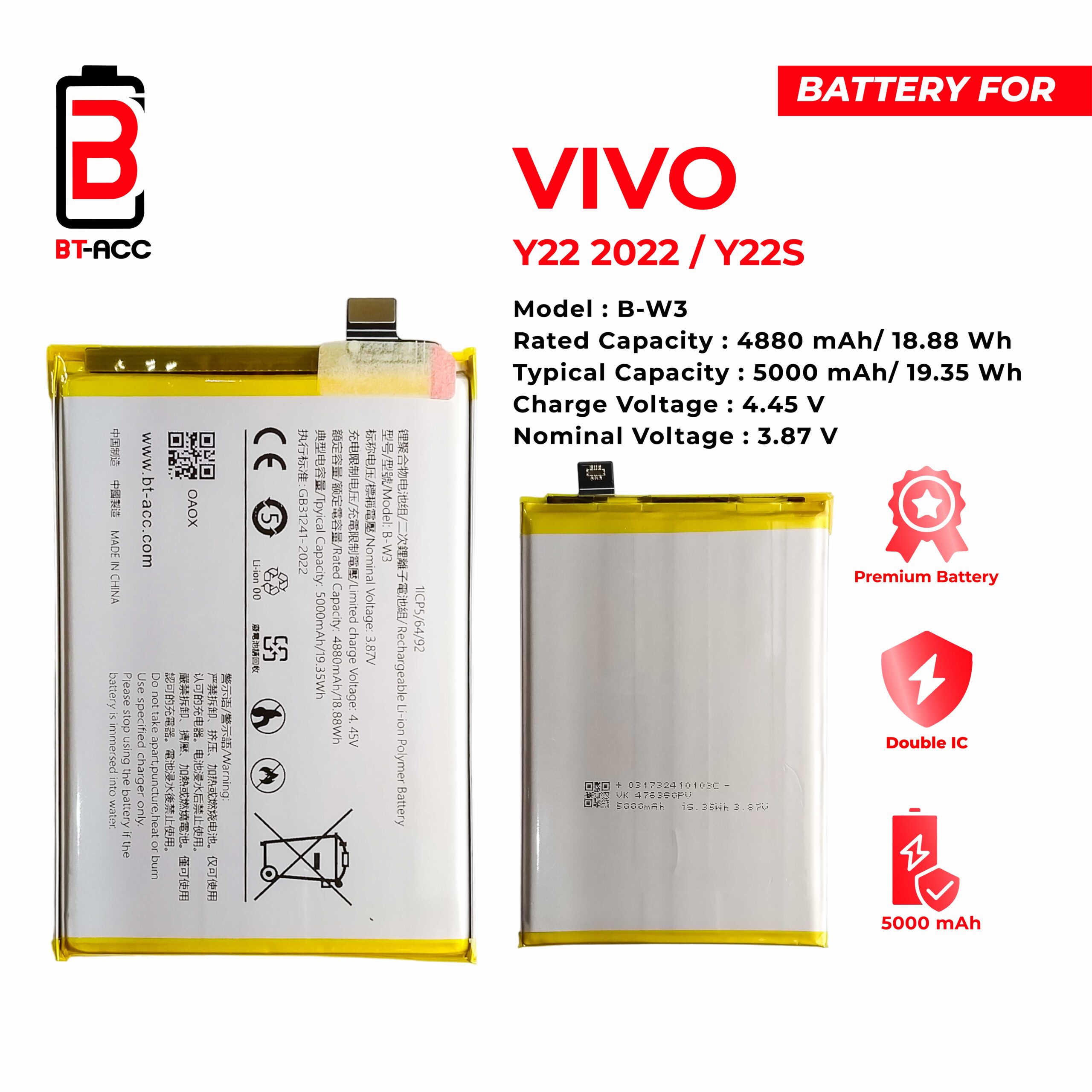 BT-ACC Baterai Vivo Y02 / Y02S / Y16 / B-W1 - Gambar 2