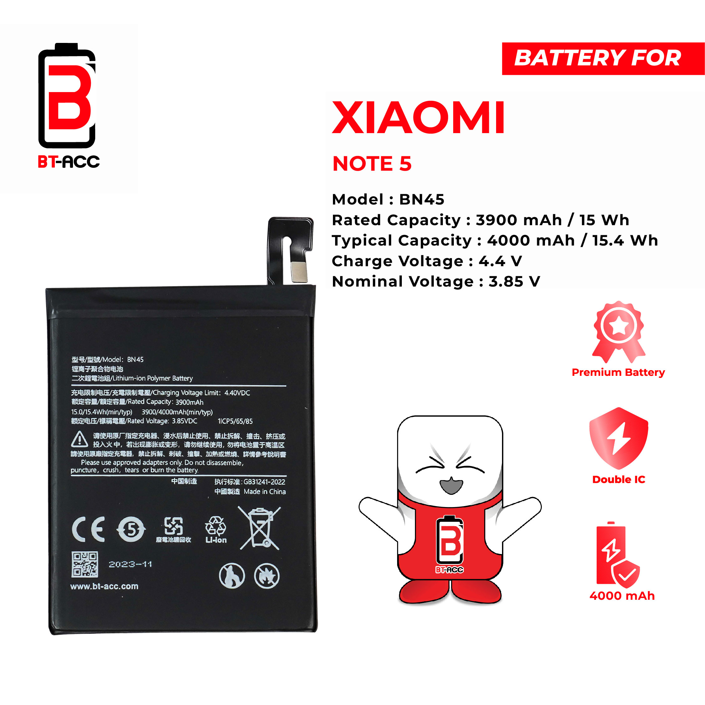 BT-ACC Baterai Xiaomi Redmi Note 5 - BN45