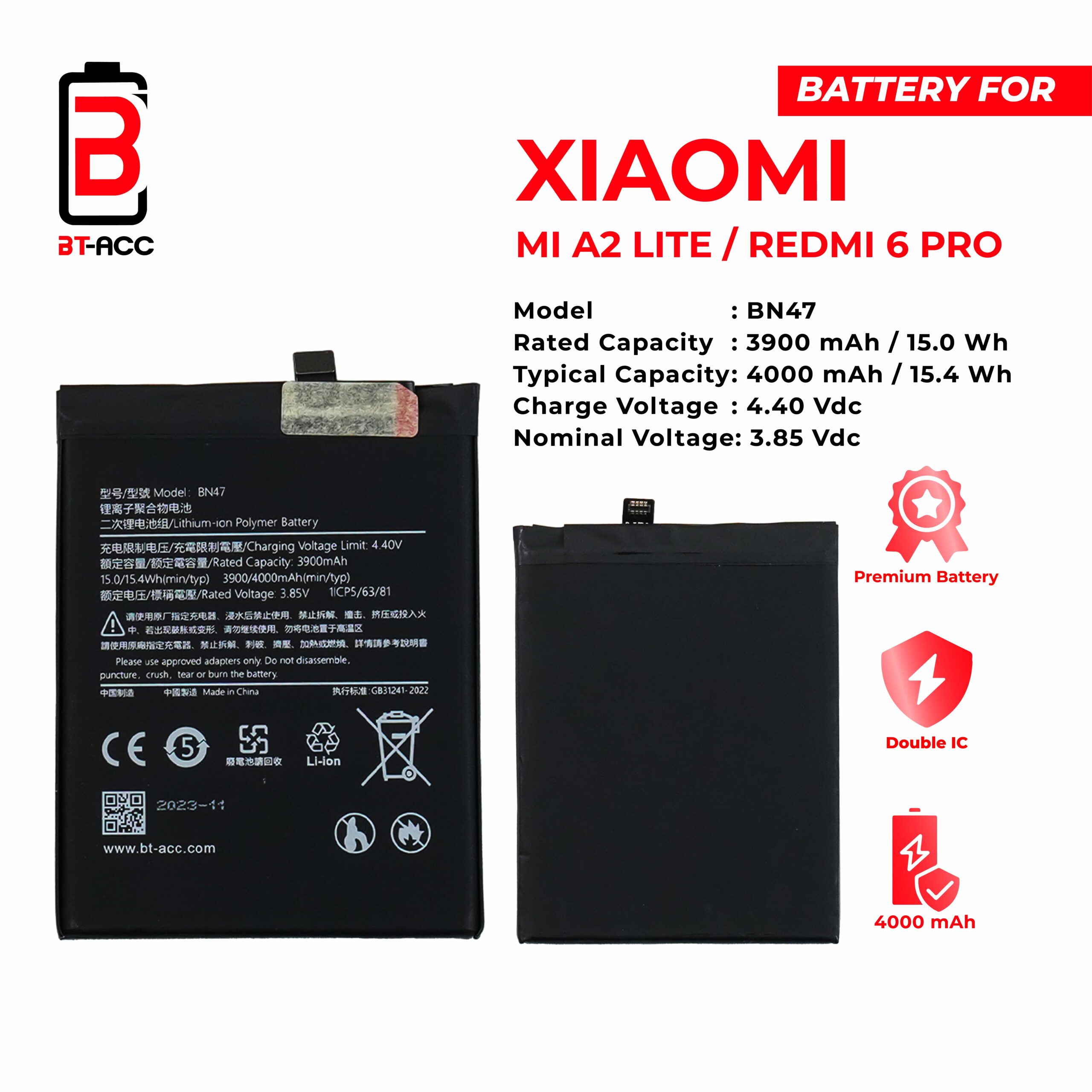 BT-ACC Baterai Xiaomi Redmi 6 Pro / Xiaomi A2 LTE - BN47 - Gambar 2