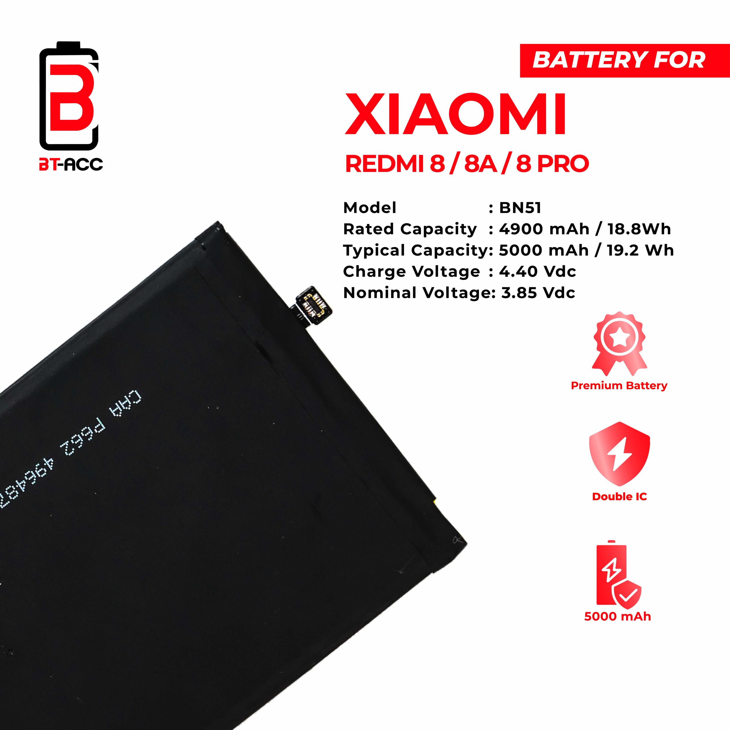 BT-ACC Baterai Xiaomi Redmi 8 / 8A / 8A Pro - BN51 - Image 3